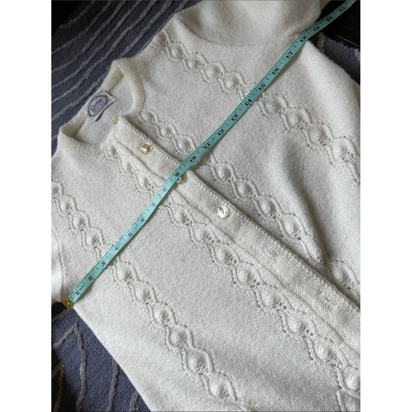 Vintage Devon Original Cream Knit Button-Up Cardigan Sweater Size Small