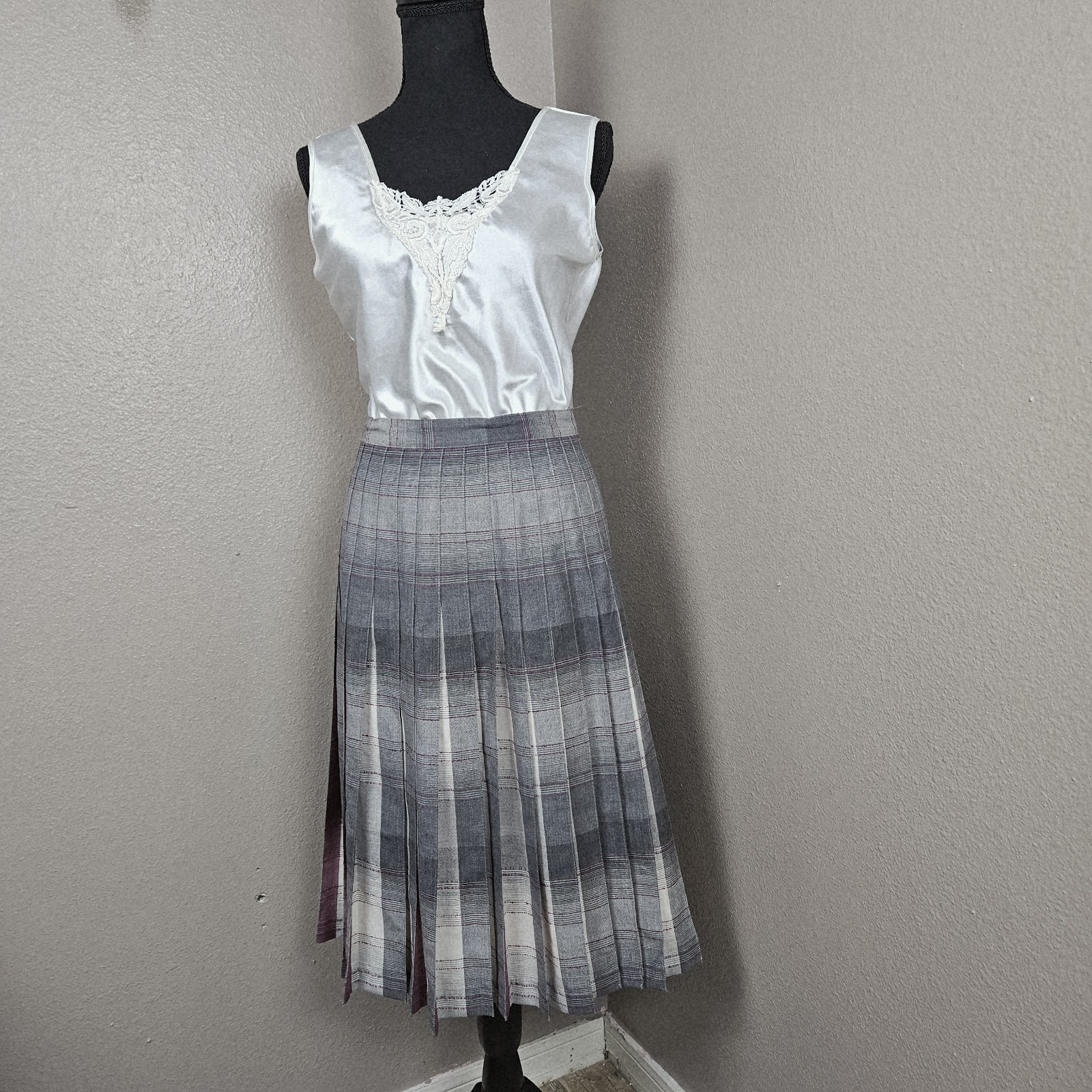 Academia Librarian Chic Pendleton Pleated Wool Maxi Skirt 10 Plaid Vtg 90s USA