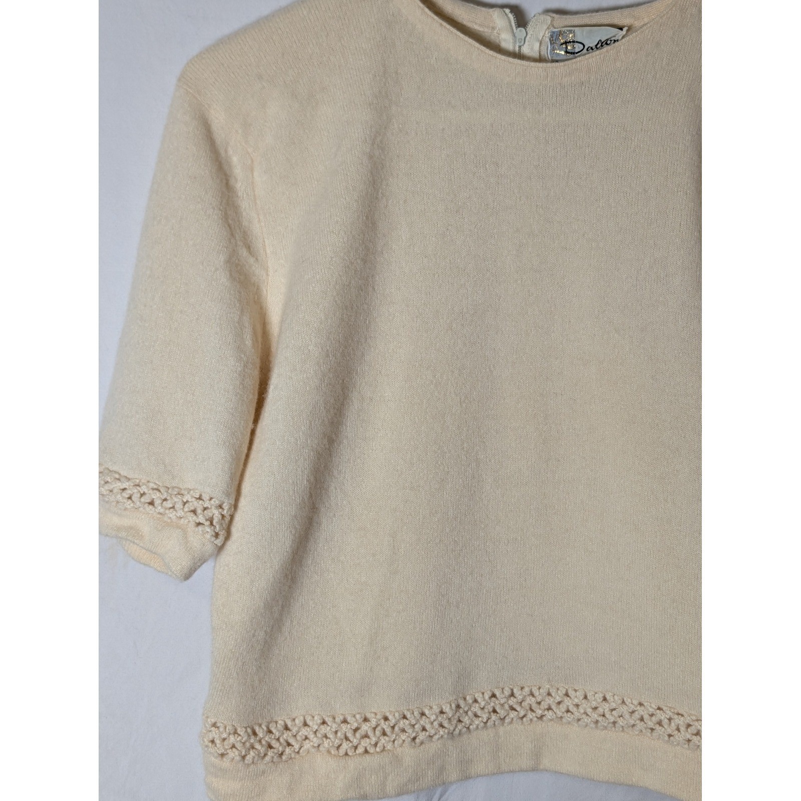 Vintage Dalton 100% Virgin Cashmere Sweater Women’s Medium Cream Knit Top USA