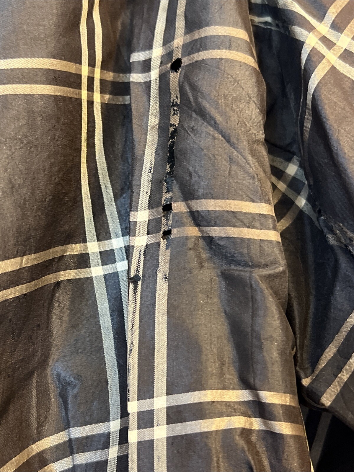 Antique 19thC Victorian Black Plaid Silk Ladies Bodice Jacket