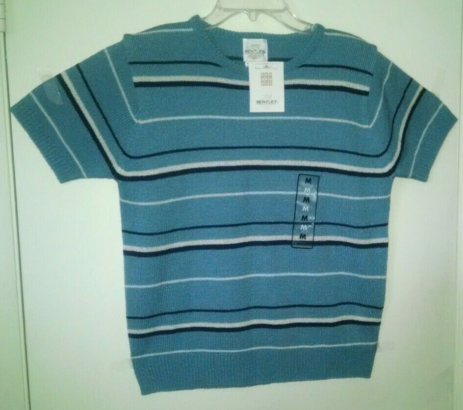 Women’s Vintage TR Bentley SS Strip Knit Sweater Sz M 100% Acrylic Made USA