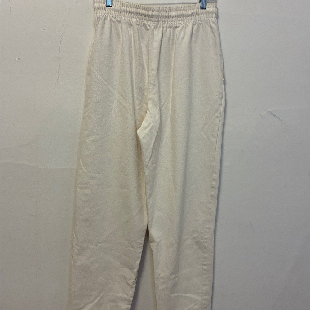 Vintage EUC High Waisted Ivory Cotton Canvas Utility Pants Size 8
