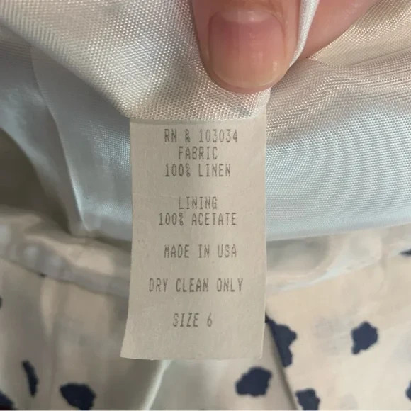 Vintage Harrison Simon Couture Linen Dot Dress Boutique Dead Stock USA Size 6