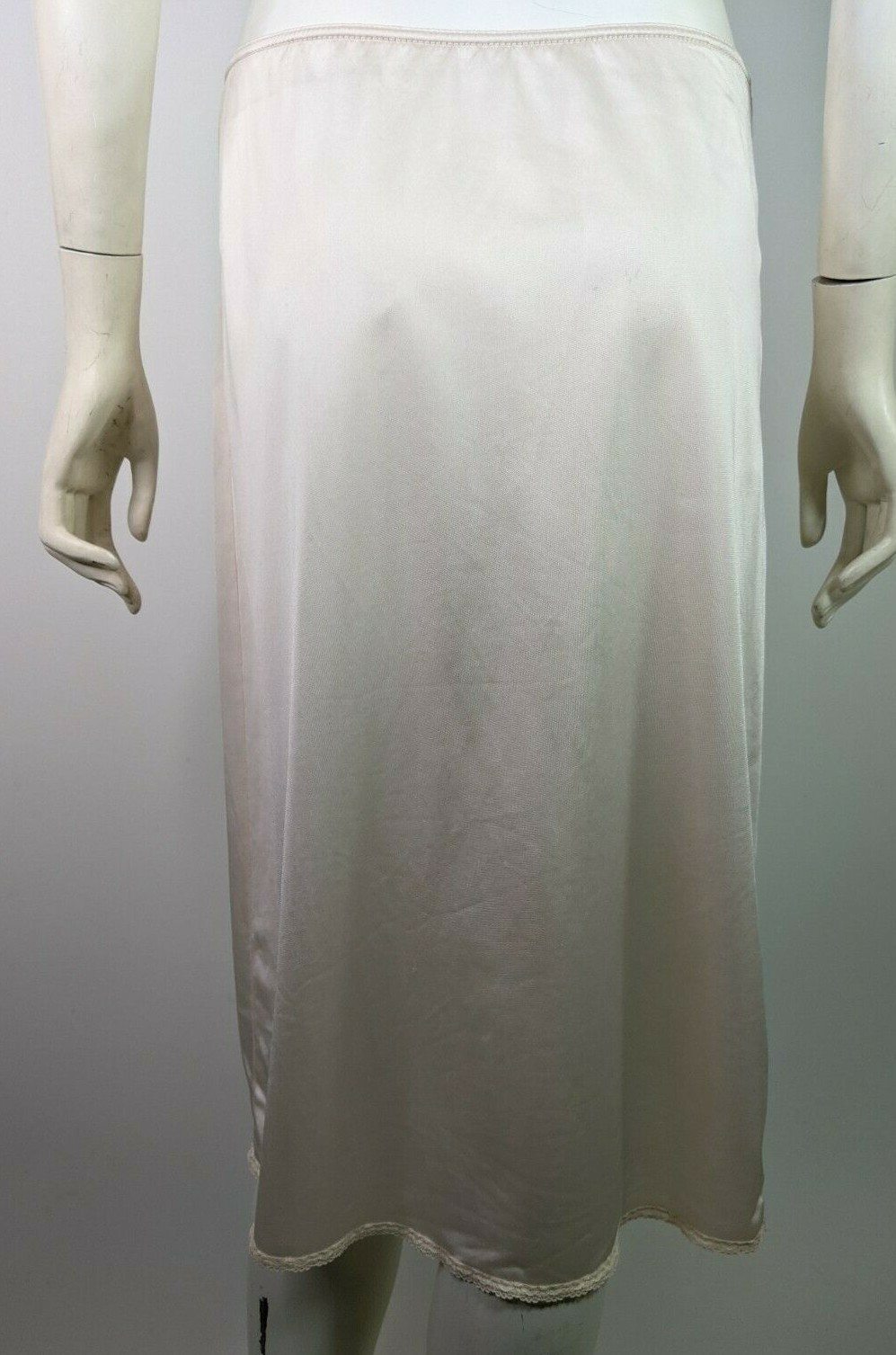 Nylon Lingerie Maidenform Half Slip Vintage Beige Vtg Lace Below Knee M