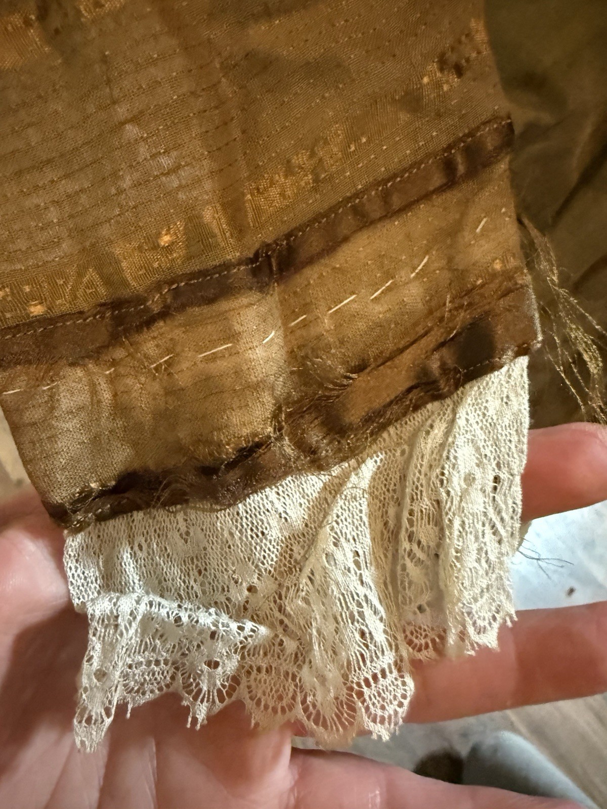 Antique Hand-Sewn Women’s Dress Gown Hook & Eye Closures Rustic Textile