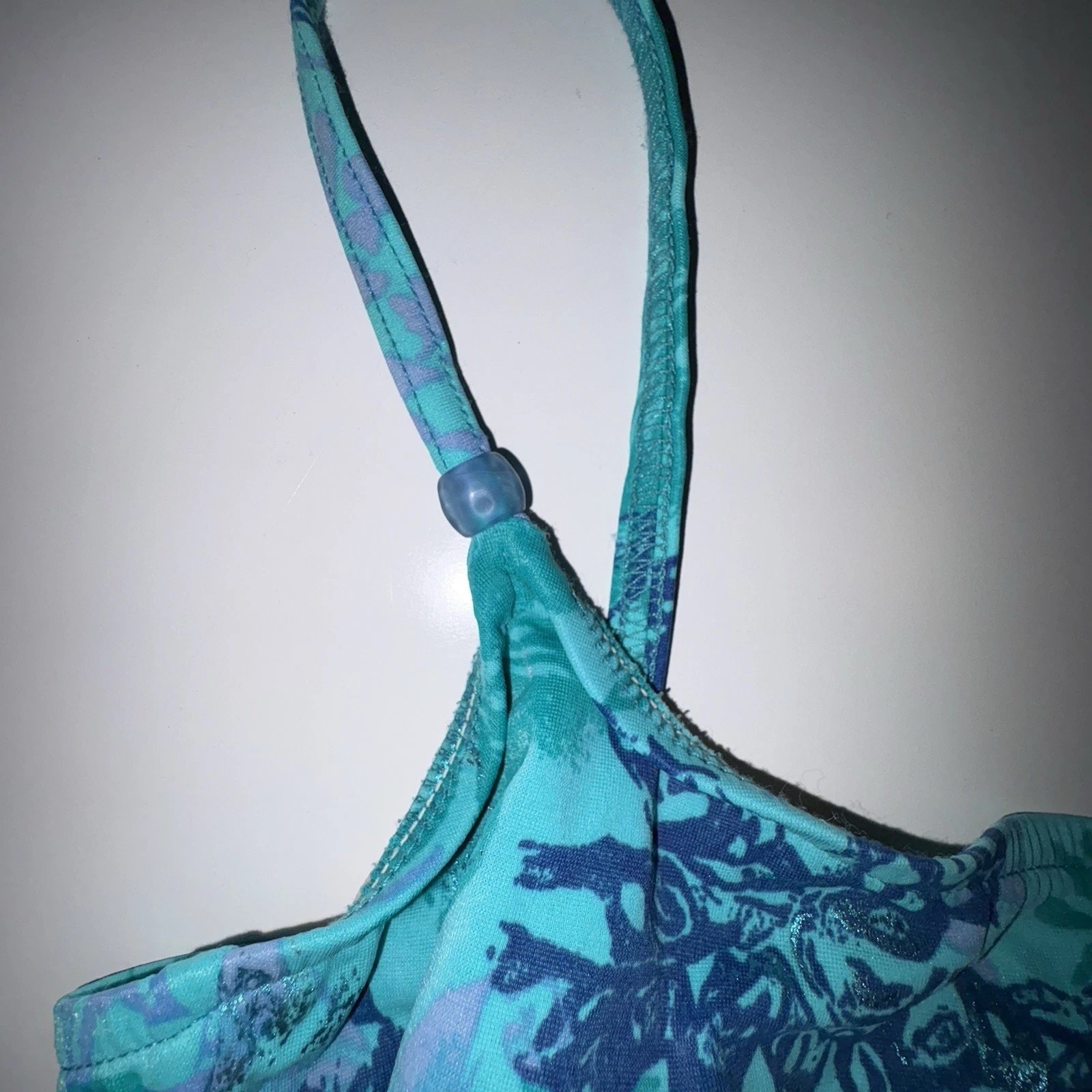 Vtg Cole Of California 90’s One Piece Swimsuit Size 8 Blue Floral Metallic Print
