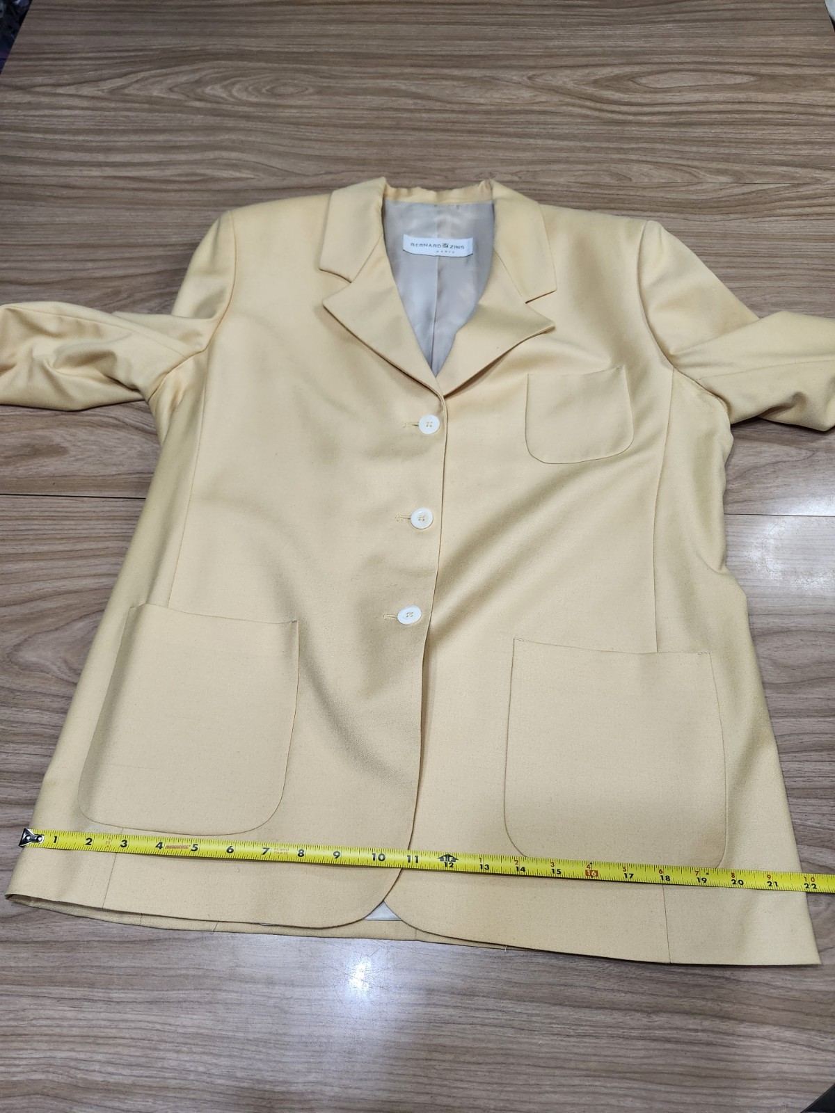 Vintage Bernard Zins Paris Womens Blazer 100% Wool And Cashmere Sz 14 Yellow…