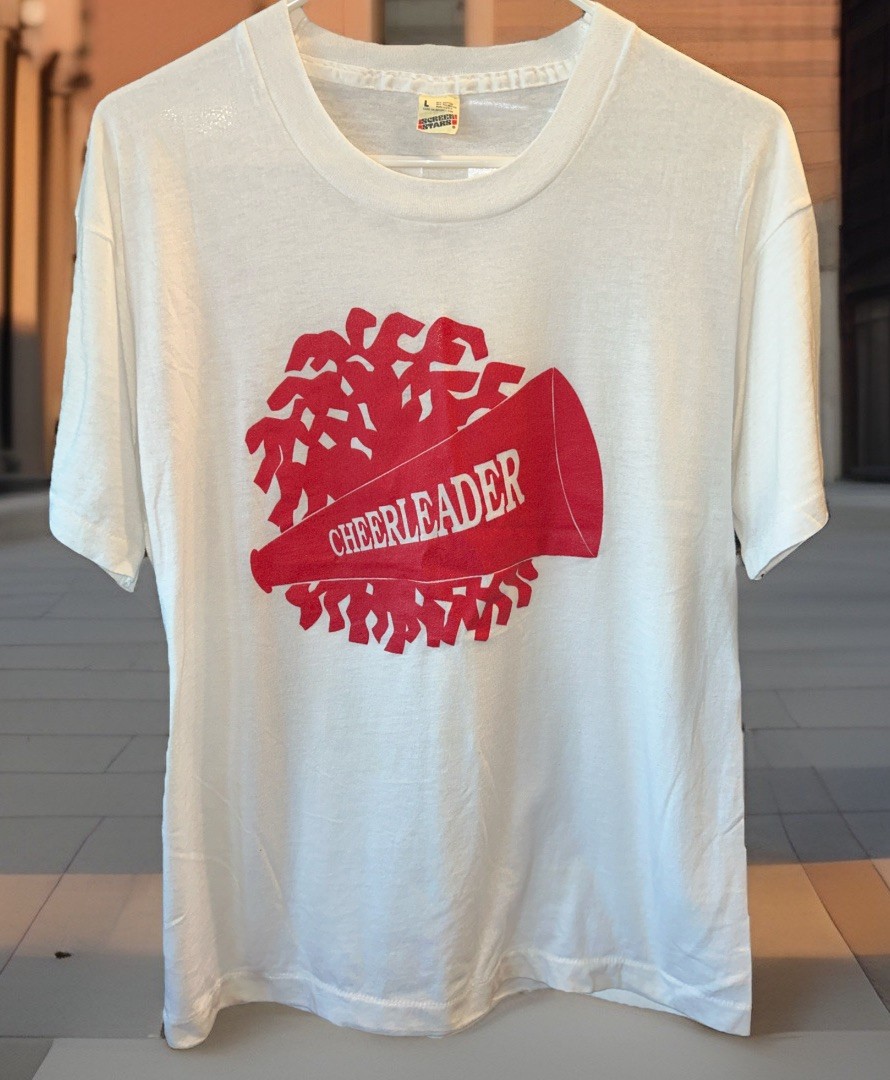 Vintage 80’s Cheerleader Single Stitch T-Shirt Size Large Spirit Pom Pom’s