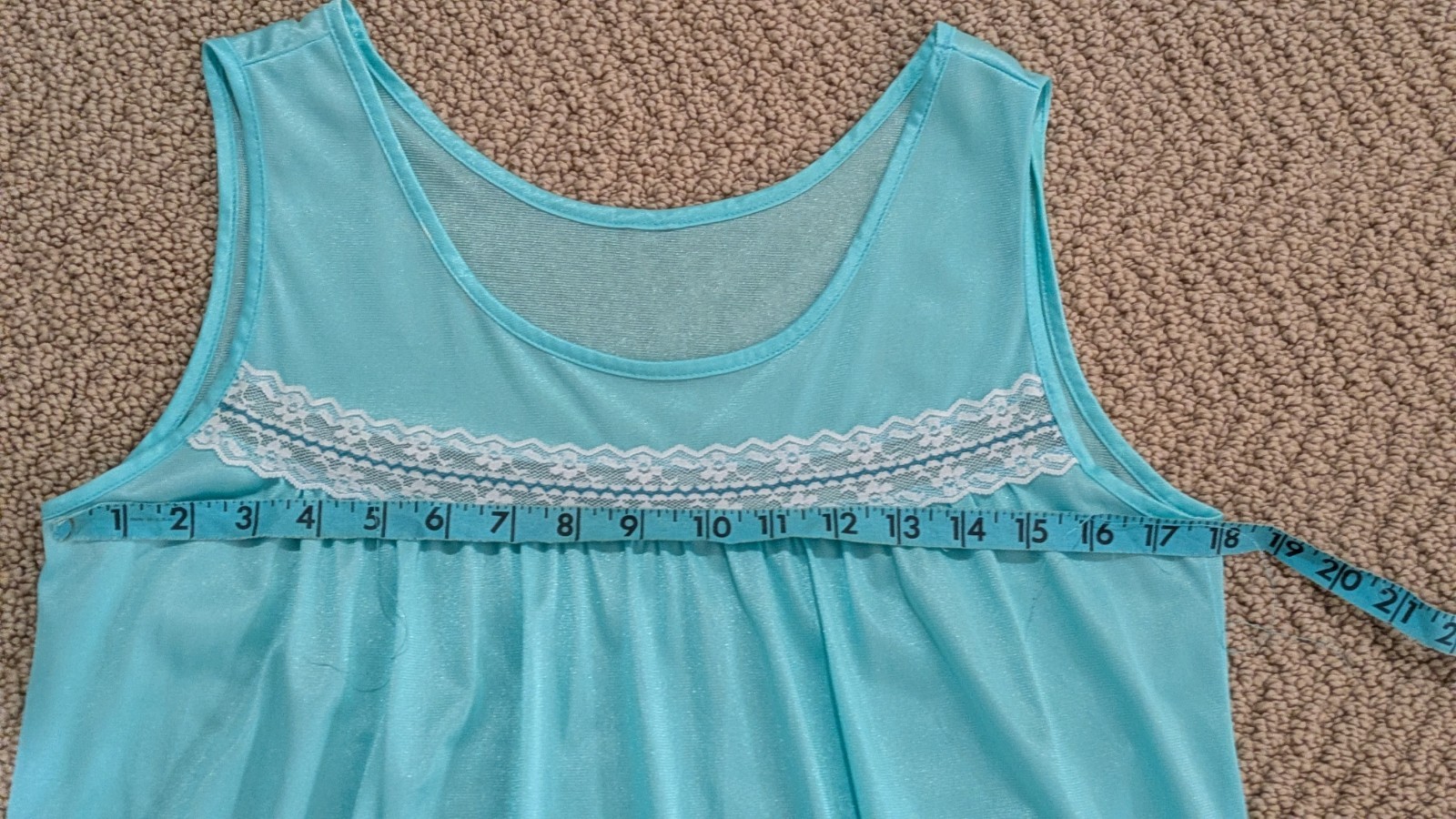 Vtg Dutchmaid Short Nightie Sz M Bright Blue Sweet Innocent Lace & Ruffle