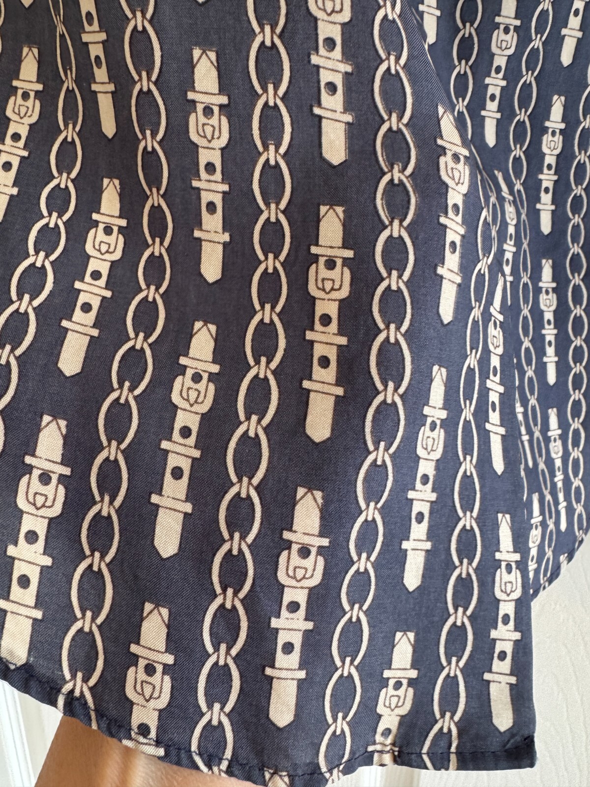 Vintage Tucci Blouse Sz 9/10 Women S/M Mint Gray Buckles Belts Chains Point Coll