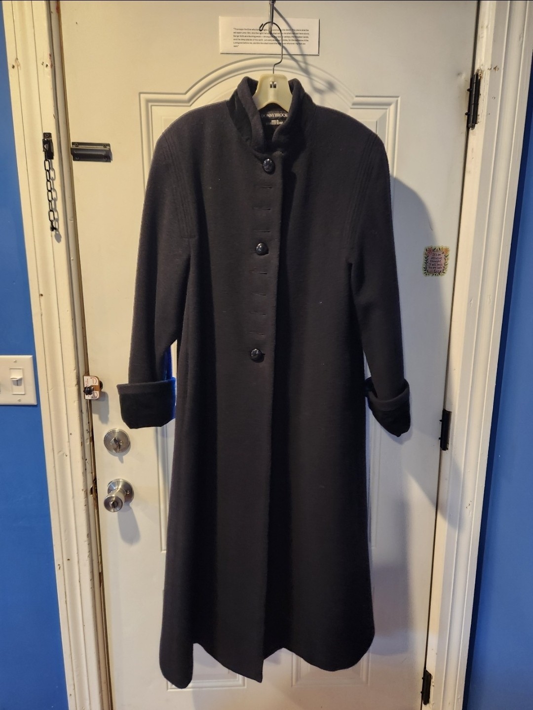 Vintage Donnybrook Flaring Wool Coat with Velvet High Collar and Large…