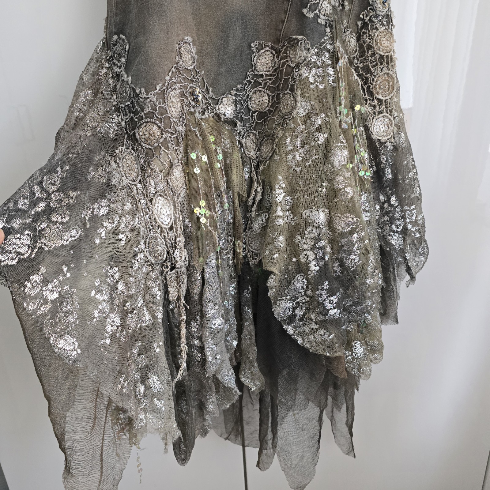 Jeans Collection Y2K Maxi Dress S Lace Sequin Boho Fairycore Vintage 90s
