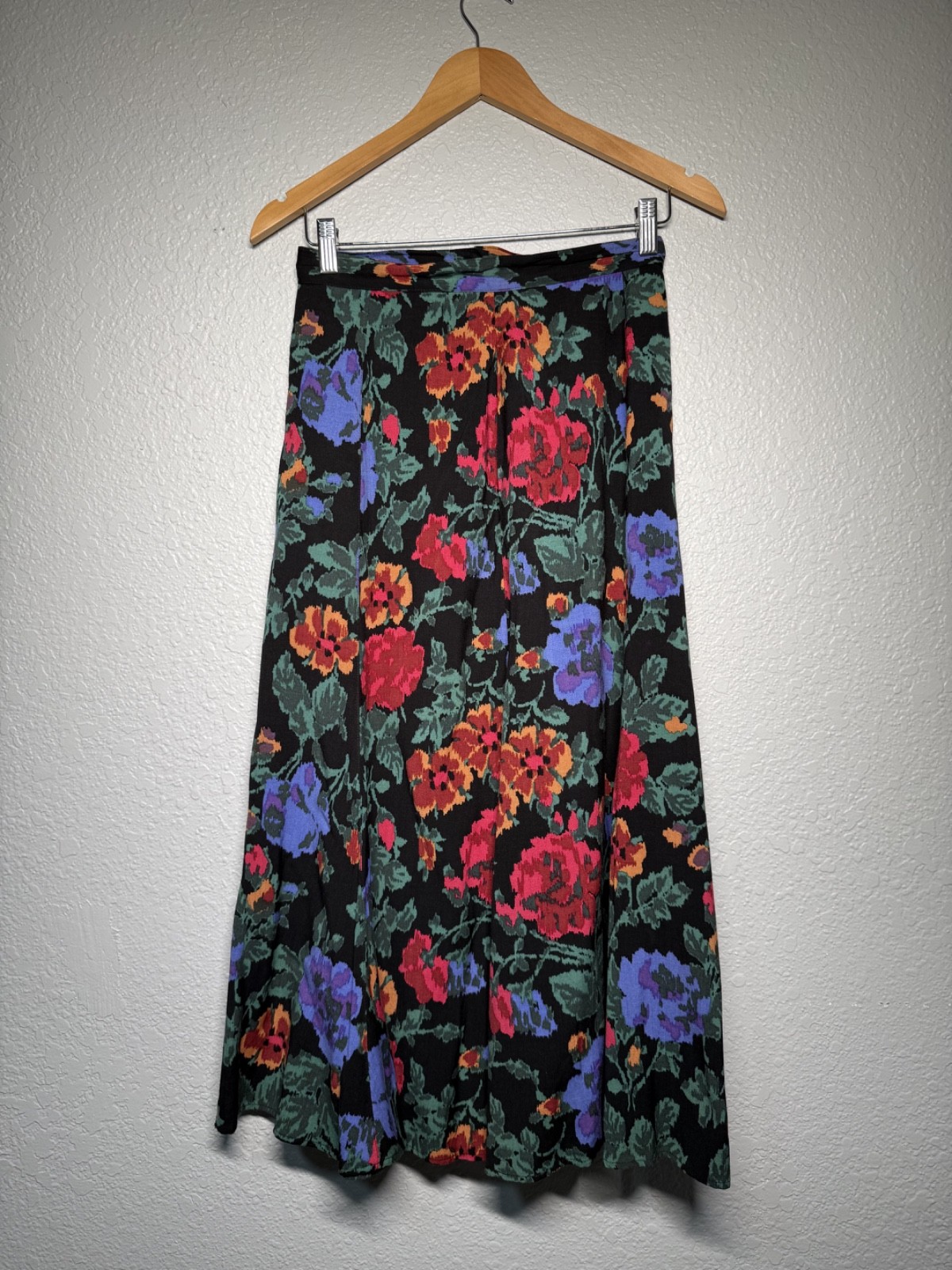 vintage 90s cottagecore y2k black floral soft maxi festival skirt