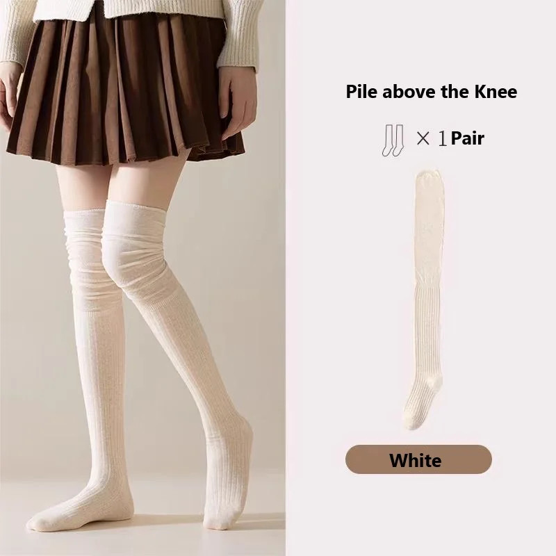 1/3P Women Long Socks Boot Solid Thigh Stocking Skinny Casual Cotton Over Knee