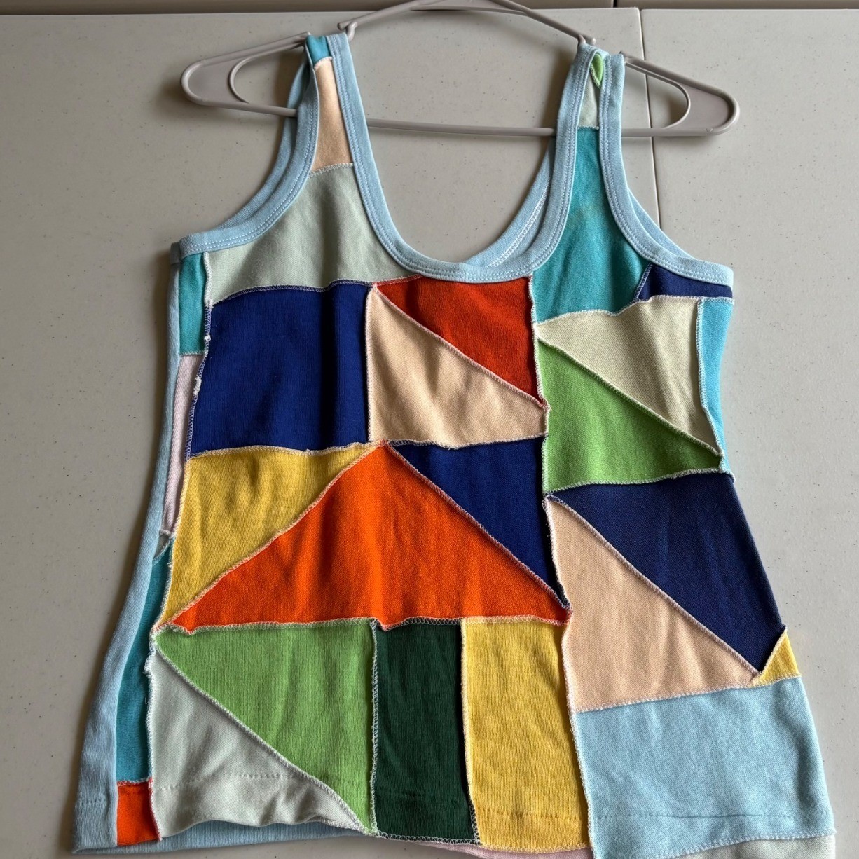 Vintage Patchwork Tank Top Boho 70s XS