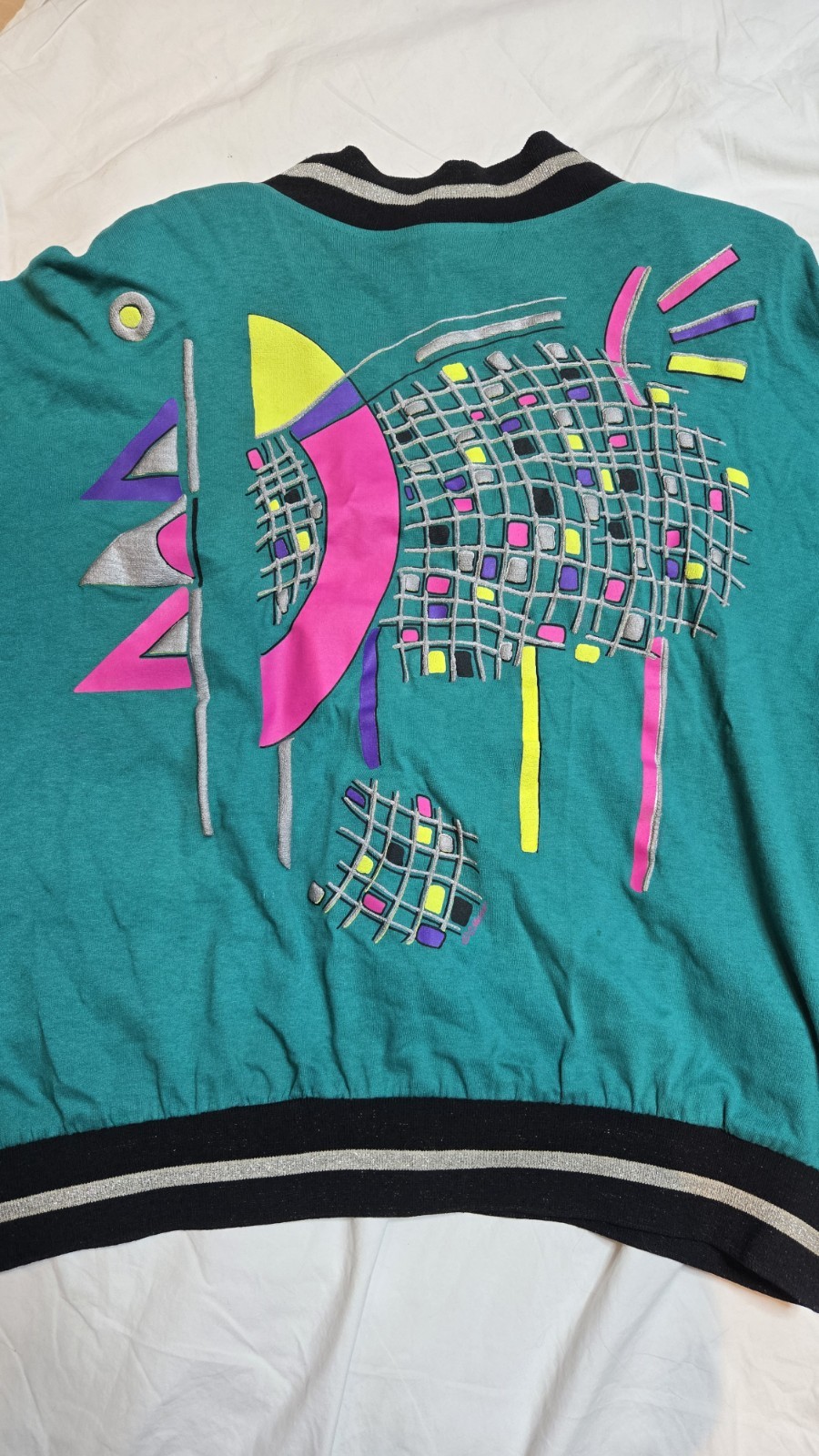 Vintage 80s Cristina Maxx retro Los Angeles Jacket colorful Abstract Neon Sz M
