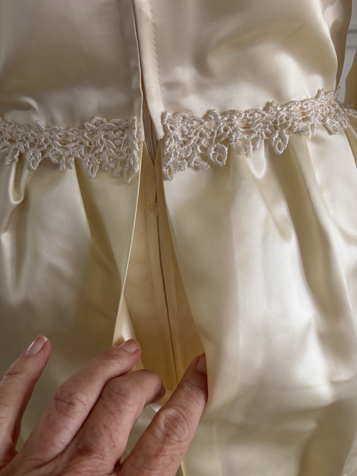 Vintage Susan Lanes Country Elegance Satin Prairie Wedding Dress Sz 10 Cream NWT