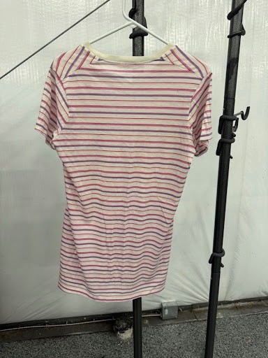 Vintage Sabrina Made Expressly for Mervyn’s Striped V-Neck T-Shirt Embroidered