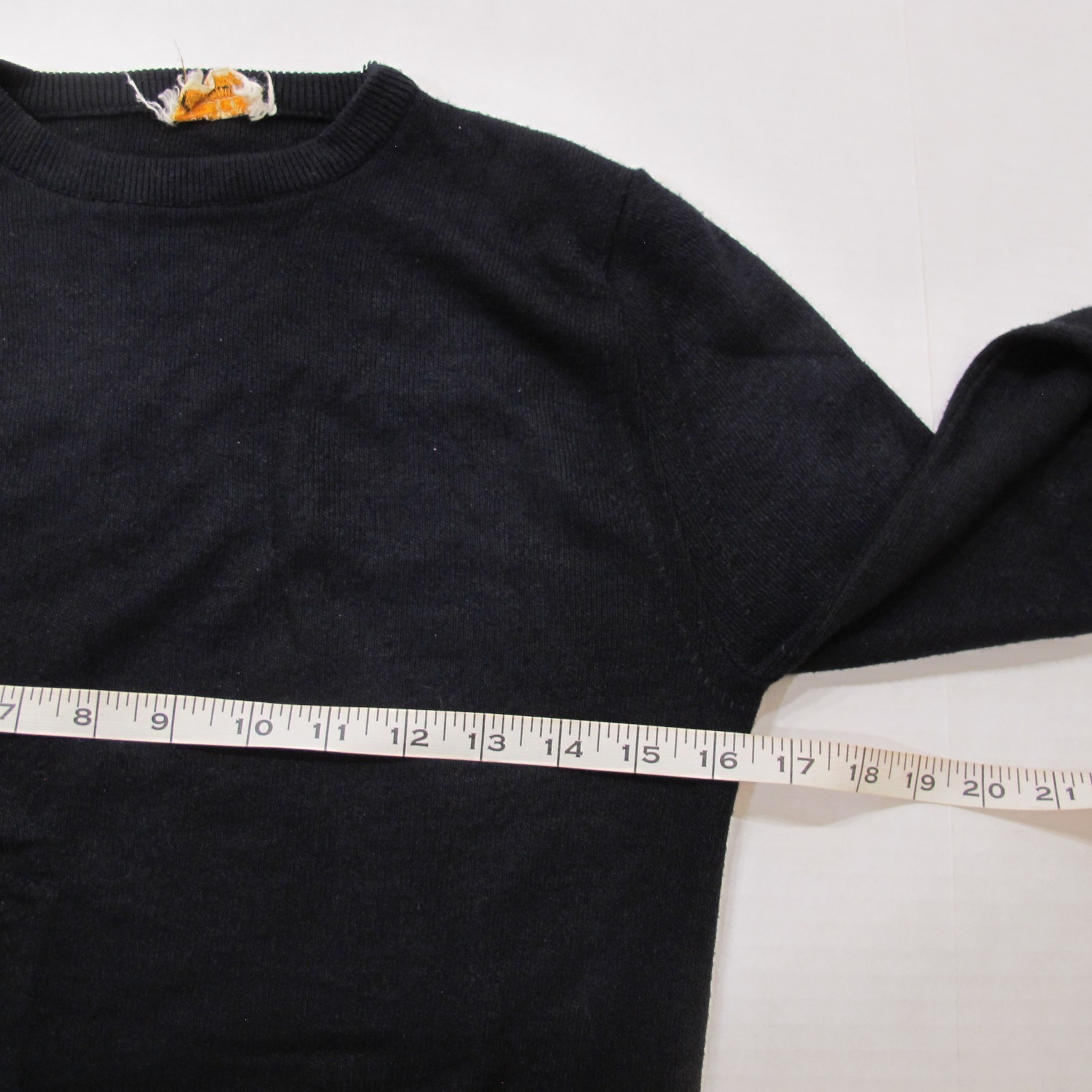 Vintage Featherknits Sweater Womens Small Black Mod 60s Acrylic Minimalist Basic