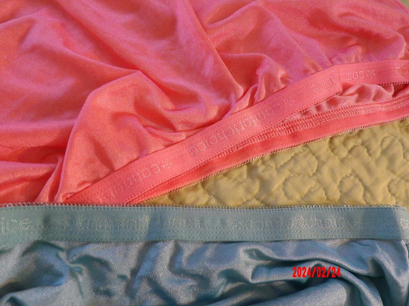lot of 2 PINK TURQUOISE COMFORT CHOICE BIGGIE silky nylon briefs panties sz 12
