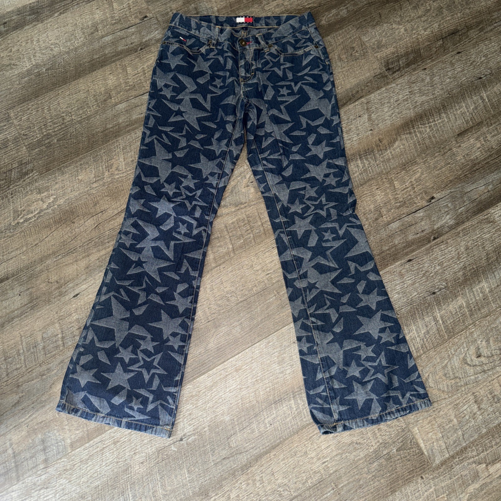 Vintage Y2K Tommy Jeans Hilfiger PATRIOTIC STARS Flare jeans Women size 5