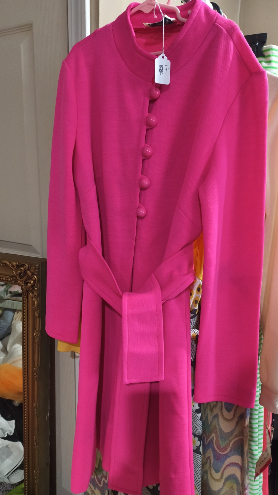 Johnathan Logan Long Sleeve Vintage Hot Pink Dress With Belt From The 60s