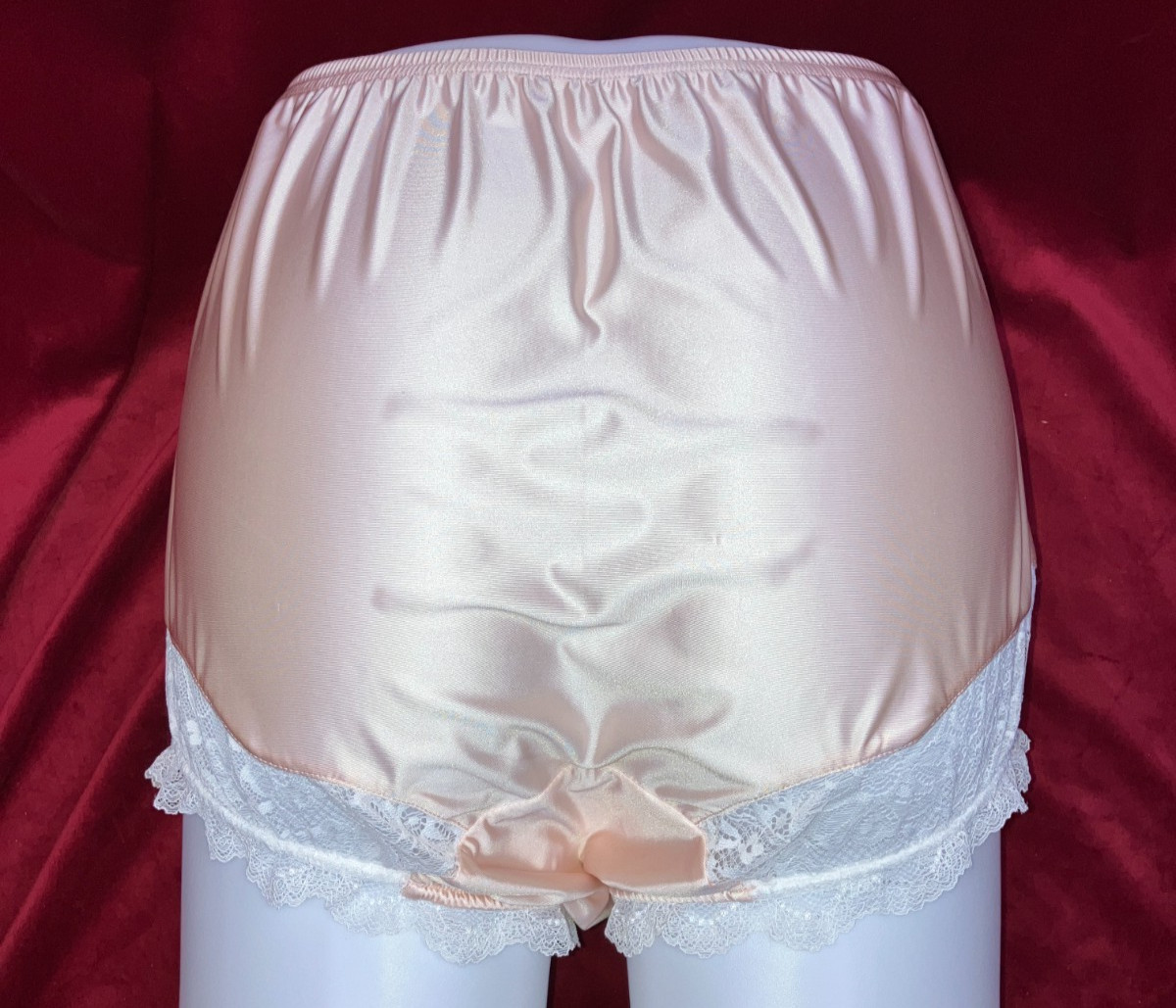 2X 3X Mushroom Gusset Granny Panty Silky Nylon Satin Brief Sissy Vintage styl