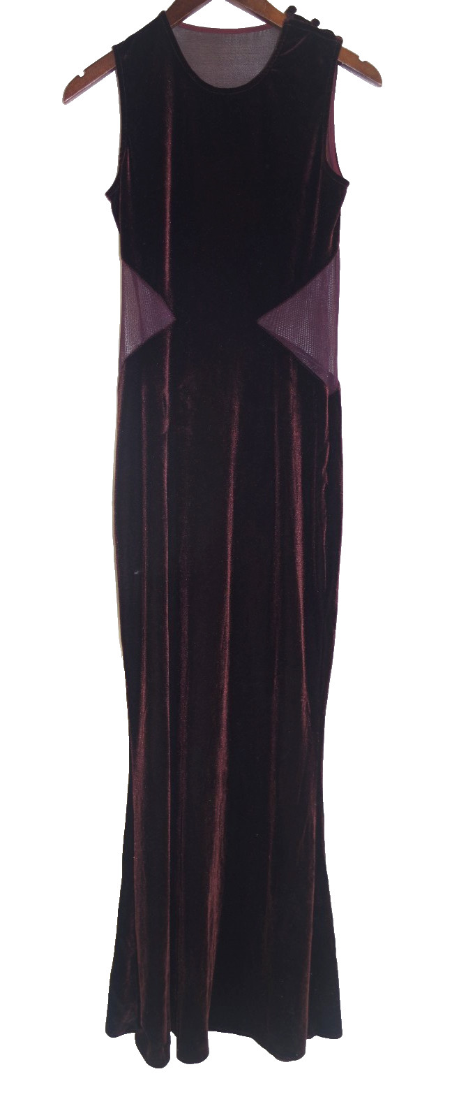 S2 Vintage Eletra Casadei Brown Gown Dress SMALL Tulle Mesh Stretch MOD Inserts