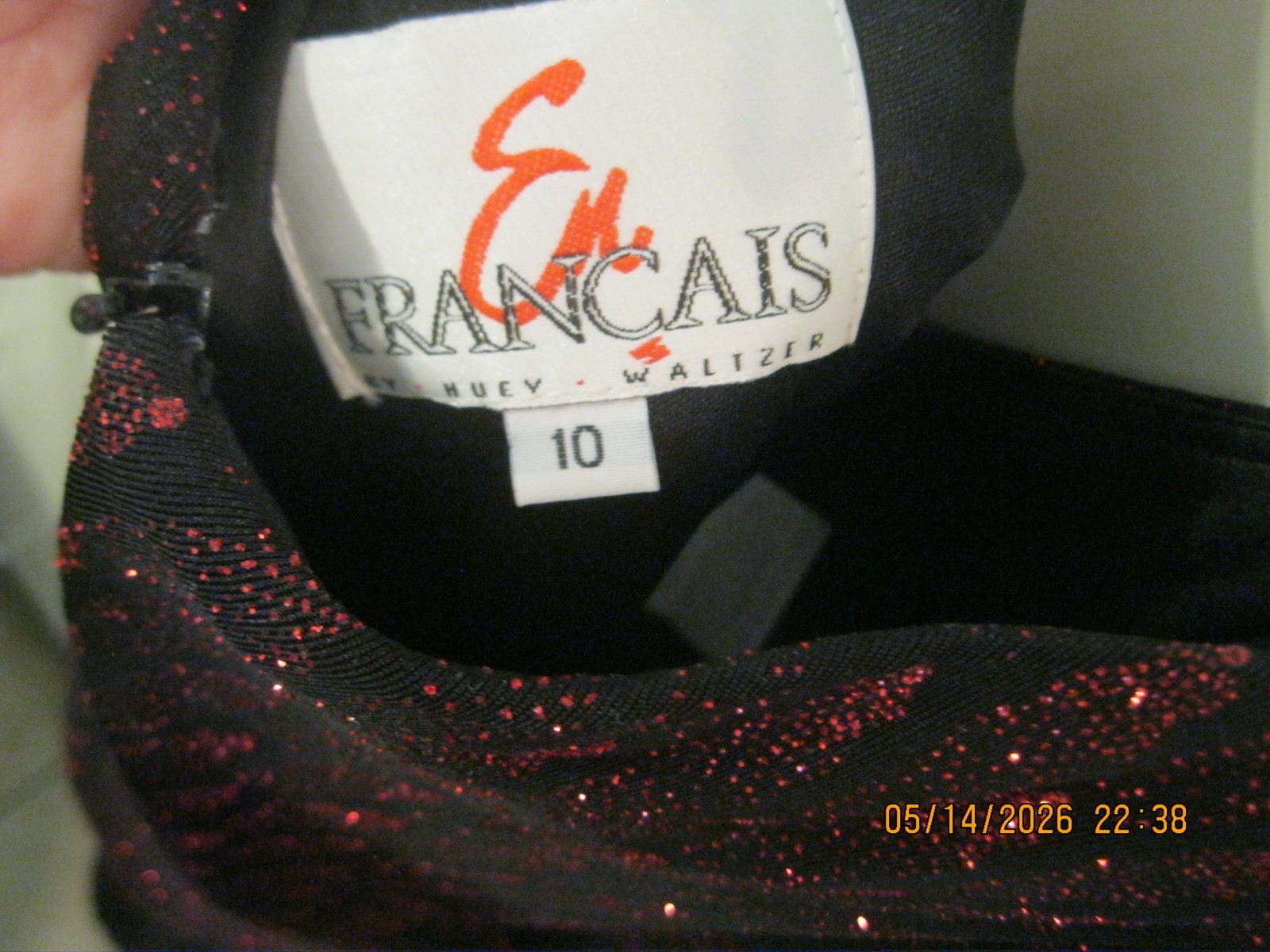 EN FRANCAIS by HUEY WALTZER Cocktail Dress, Black Vintage Sleeveless Glittery 10