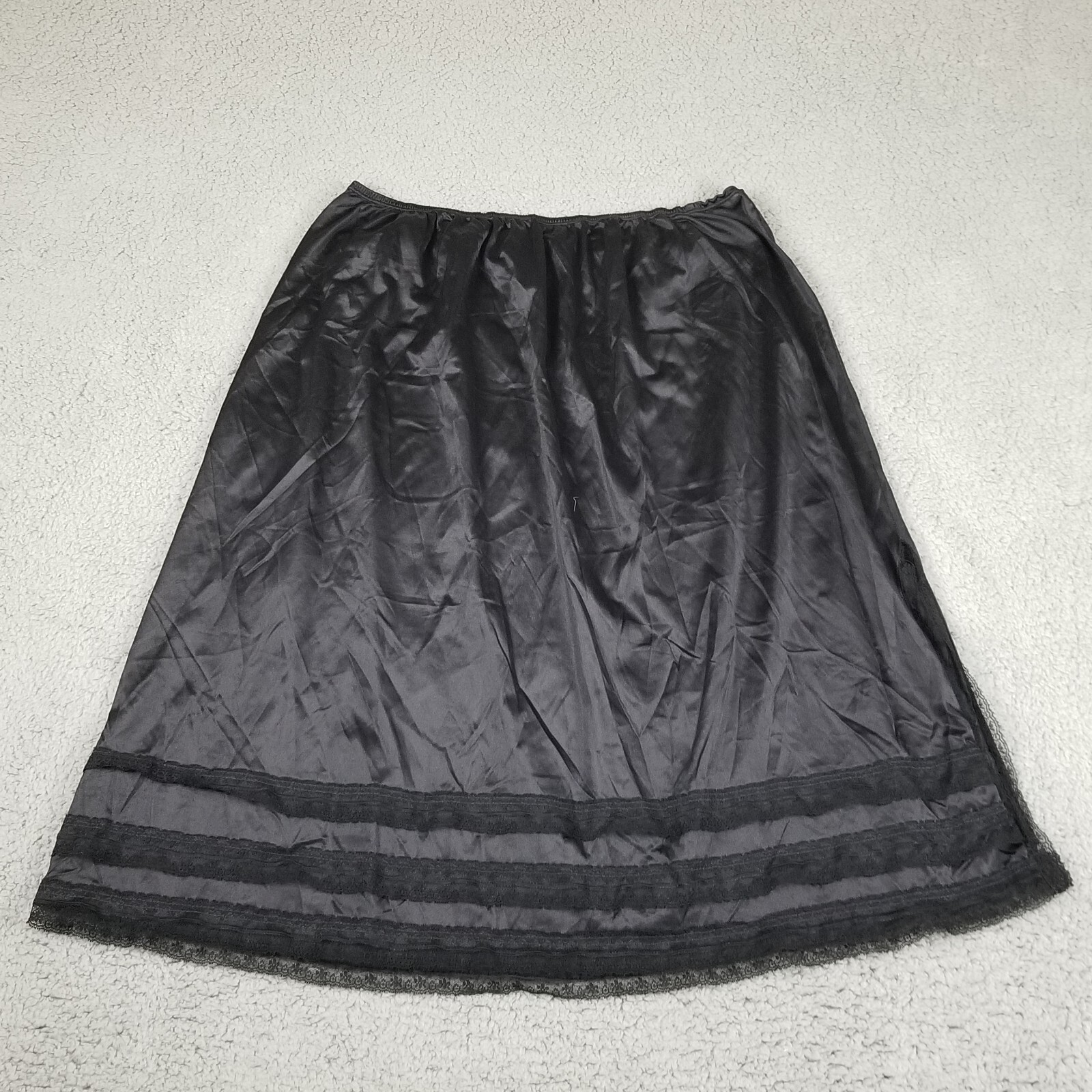 VINTAGE LINGERIE JENELLE OF CALIFORNIA MAXI LACE TRIM NYLON NIGHTGOWN SLIP 34X29