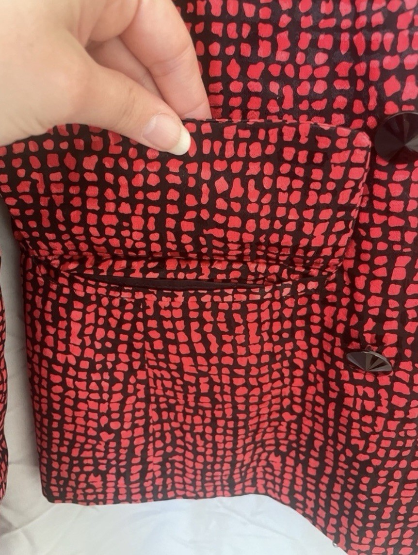 Vintage Nieman Marcus Red And Black 100% Silk 3 Piece Skirt Set Size 4
