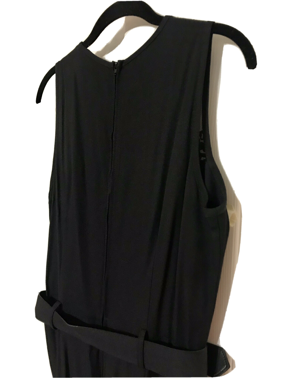 Vintage Black Sleeveless Belted Jumpsuit Scarlett 12M Made In USA Lace Dressy