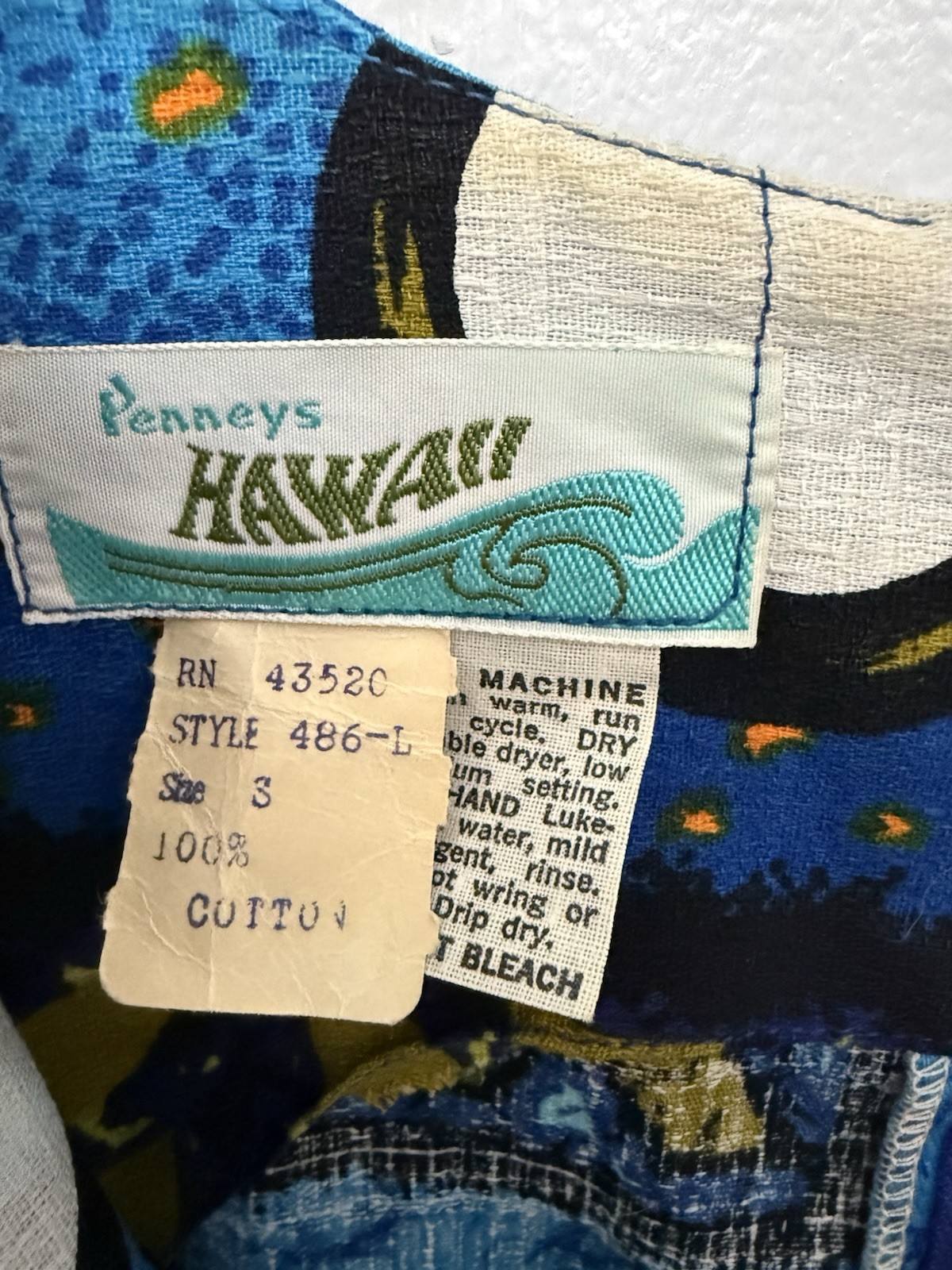 Penneys Hawaii Vintage Maxi Dress Blue Tropical Tiki Print Sleeveless S Resort