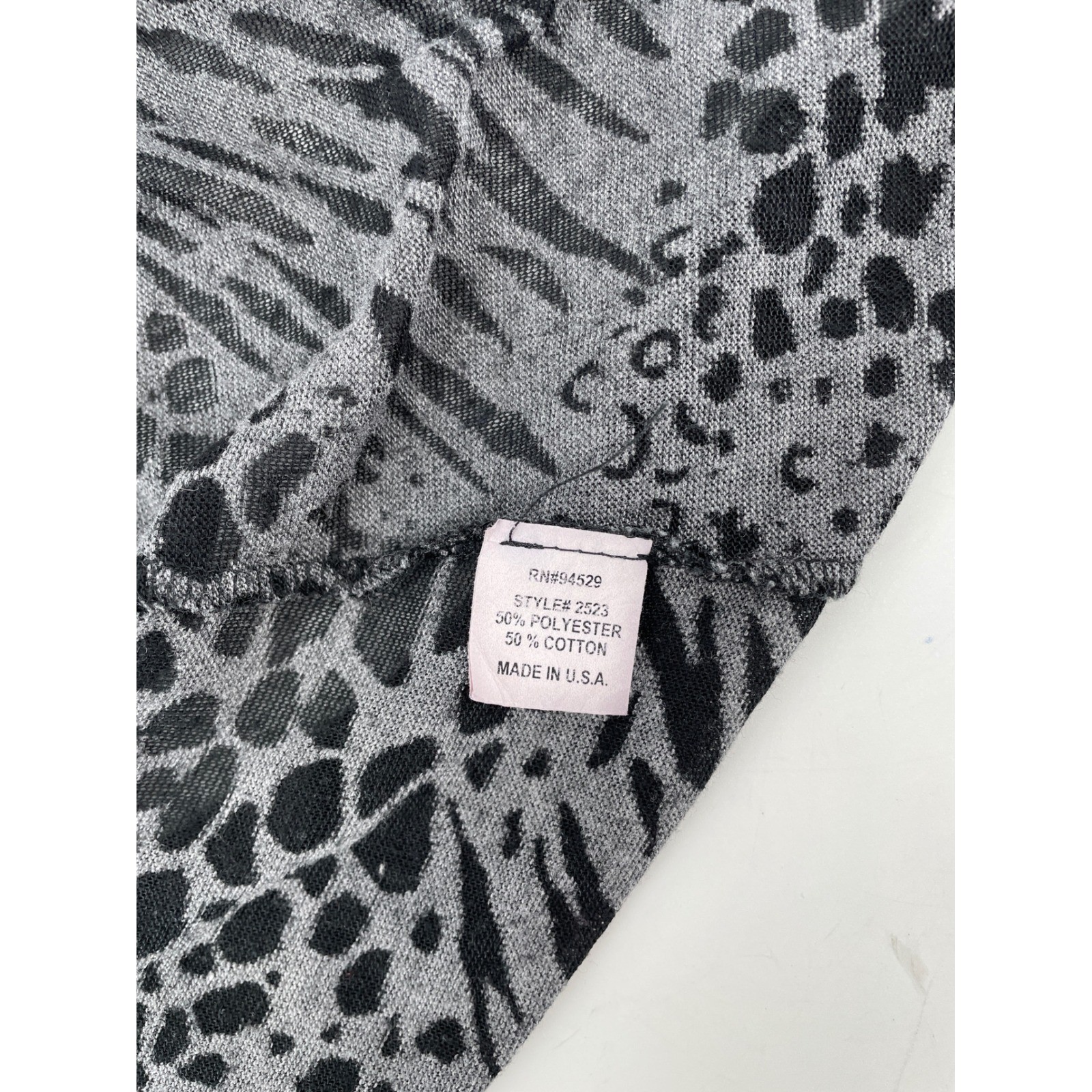 Vintage Open Front Cardigan Women XL Grey Mixed Animal Print Leopard Artsy Boho