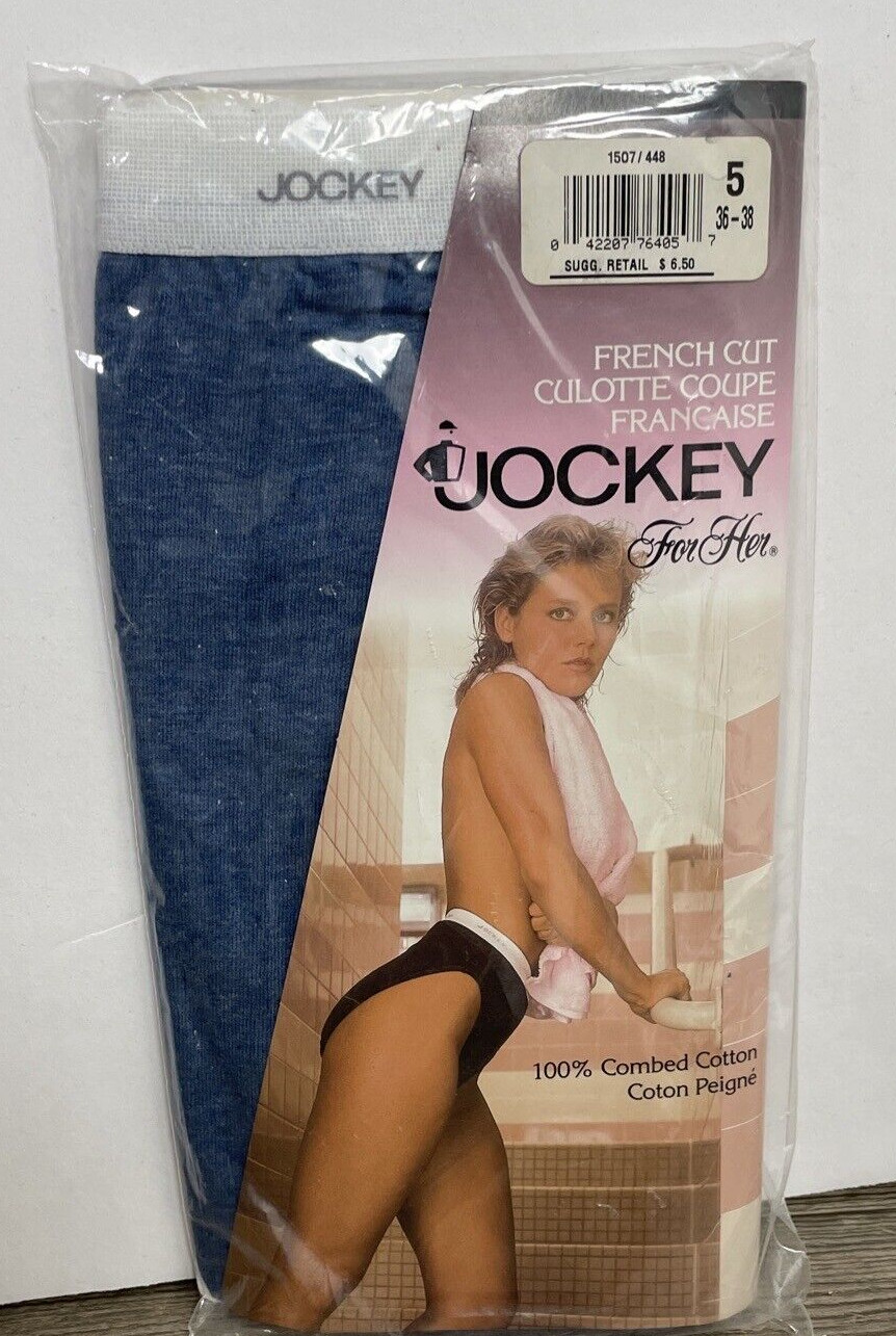 NOS 1992 Jockey For Her French Cut Brief Blue Size 5 Panties Cotton Vintage