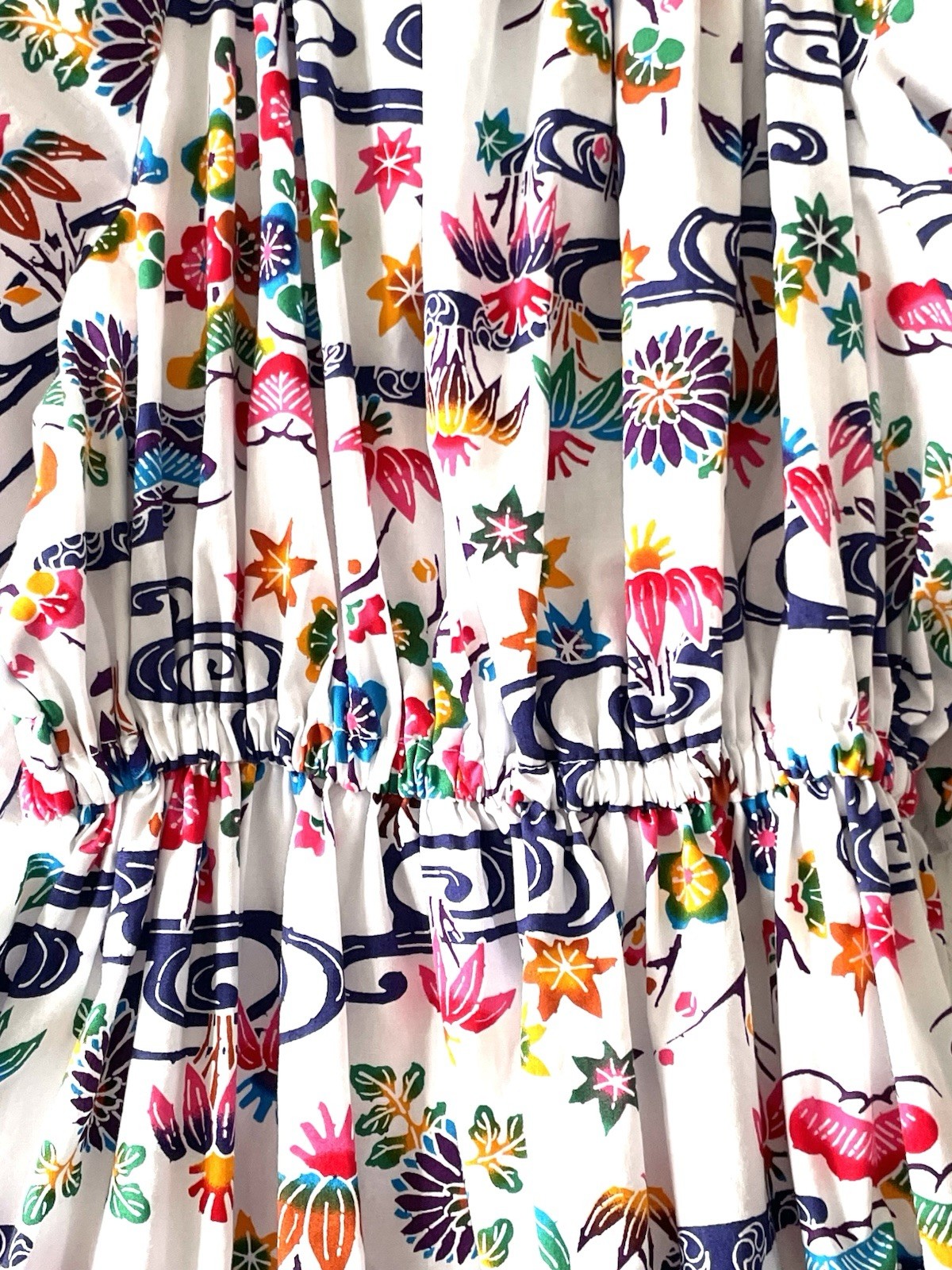 Vintage Japanese Cotton Handmade Cotton Watercolor Floral Summer Maxi Dress S