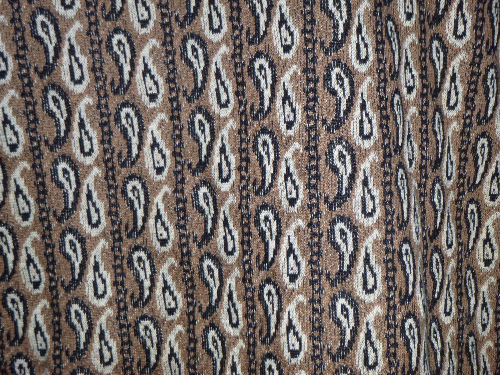 NOS Vtg 60s Stylecraft Cotton Knit Top Brown Black Paisley Sz M/L DEADSTOCK