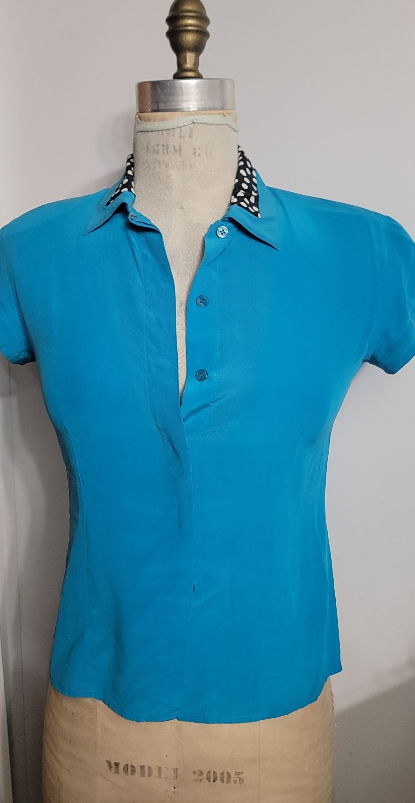 Oleg Cassini Washable Silk Vintage 80’s Turqouise Silk 2-piece Blouse + Blazer