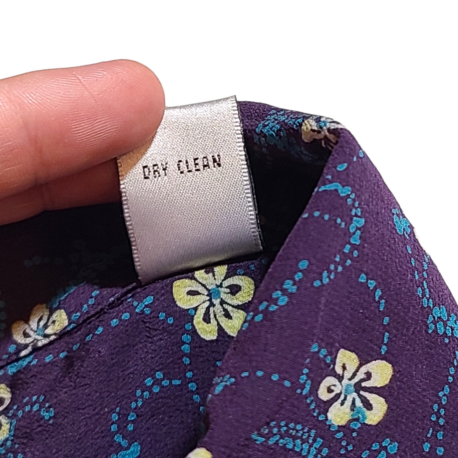 Vintage Amanda Smith Pure Silk Purple Blue Yellow Flowal Shirt Size 14