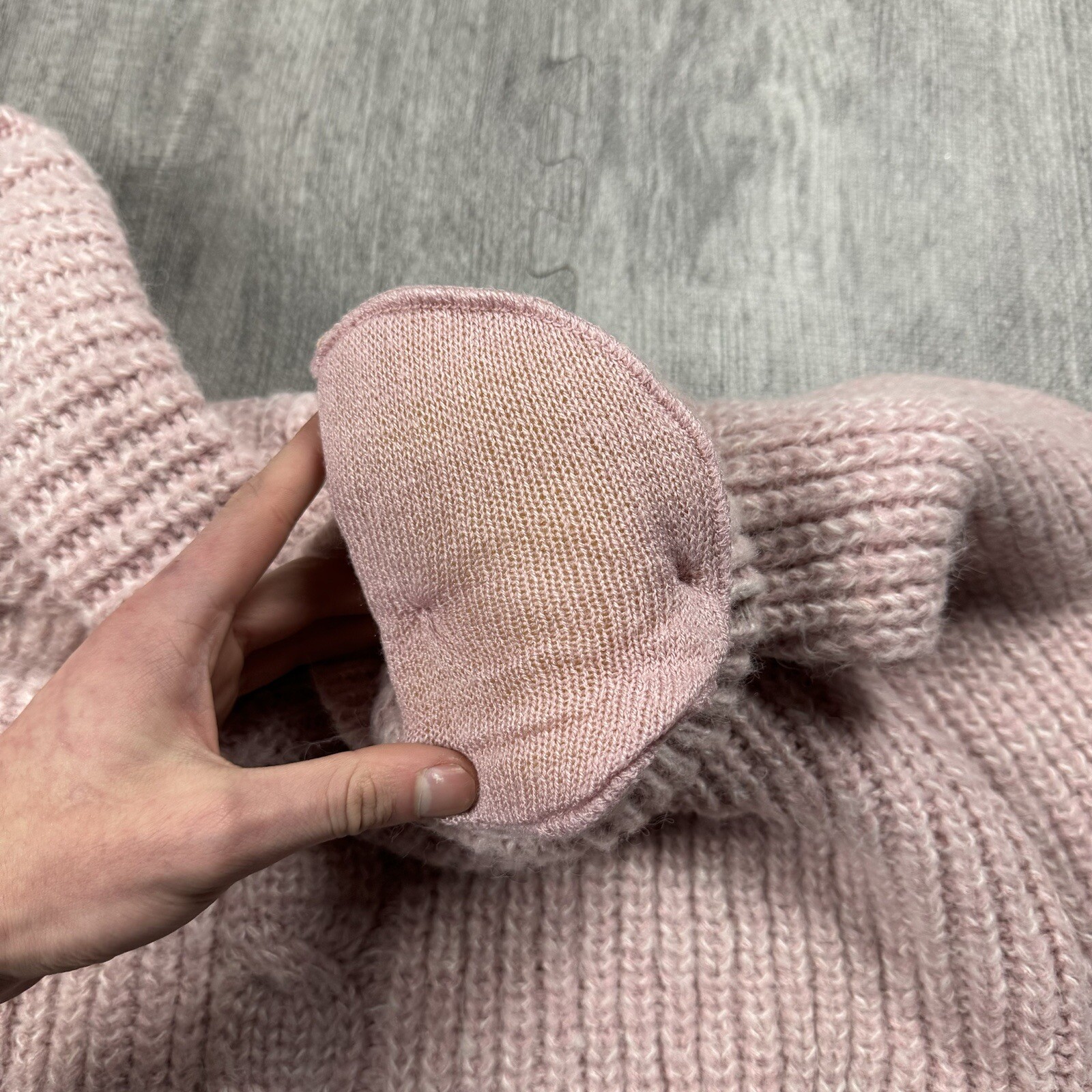VTG 80S TARAZZIA FUZZY MAUVE PINK PASTEL CROP SWEATER PULLOVER MOCK NECK WMNS L