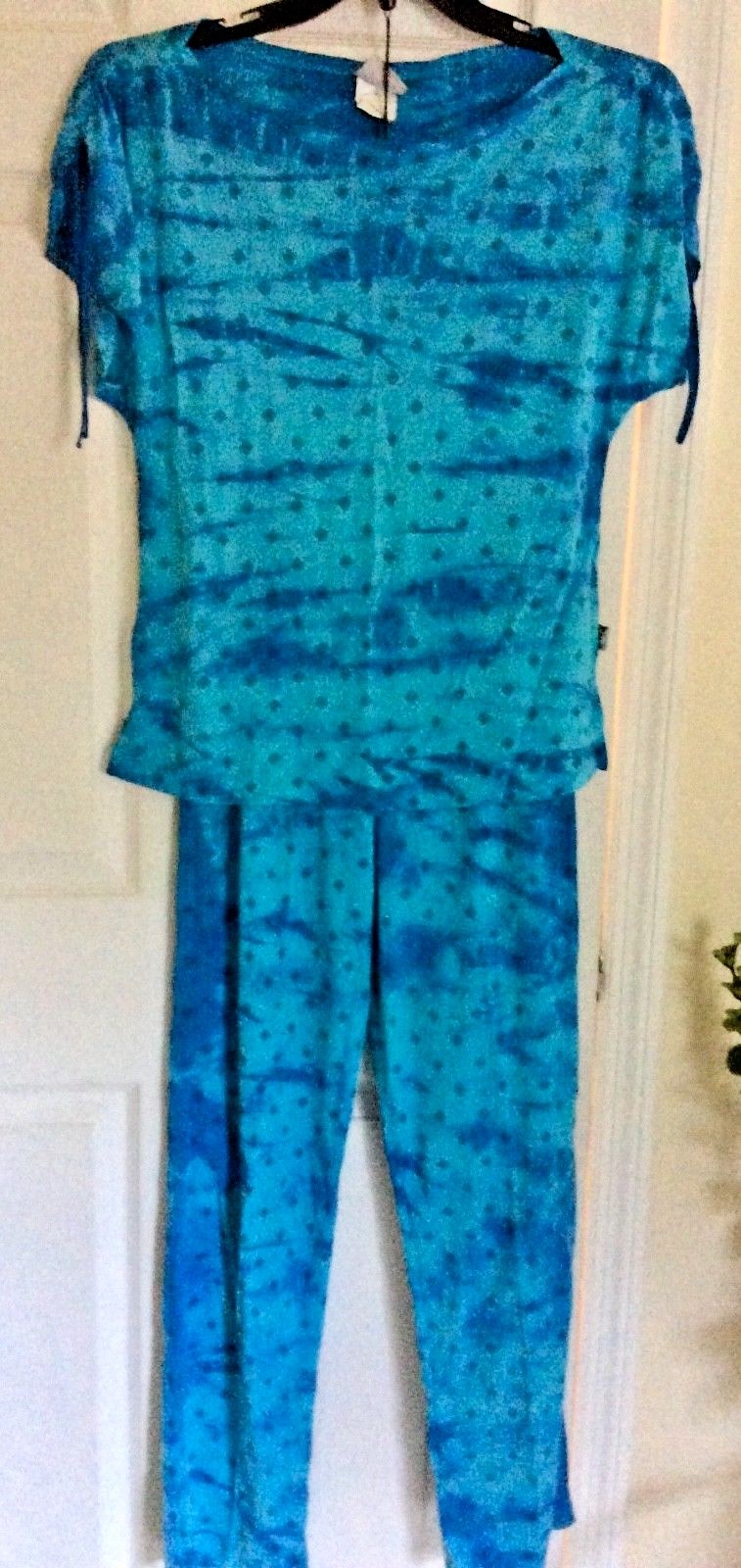 New Pant Set MISS D RIO From BRAZIL HIGHQUALITY FABRIC Turquoise SZ P Sleeveless