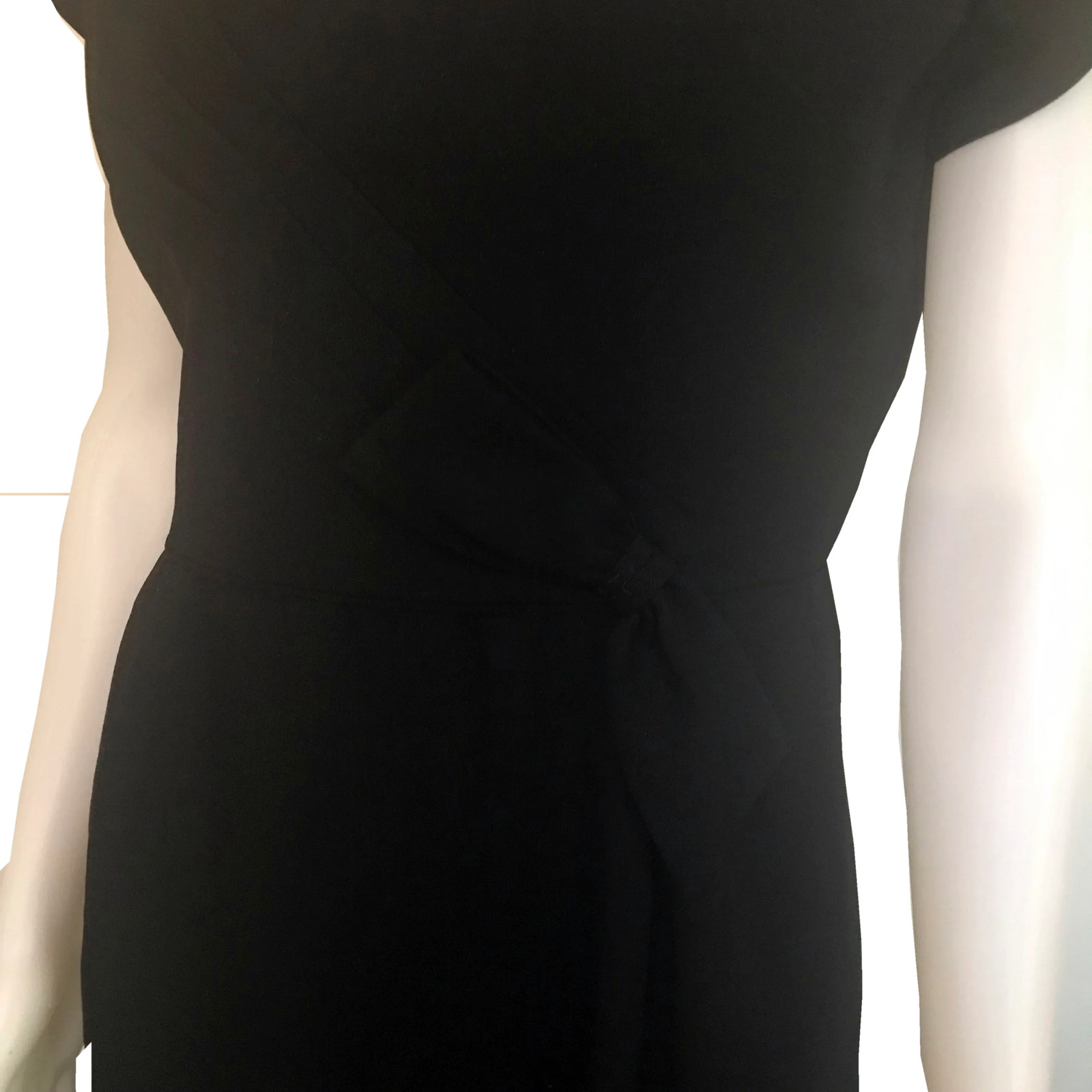 Vintage 1950s Black Embellished Wiggle Dress Cap Sleeves sz S