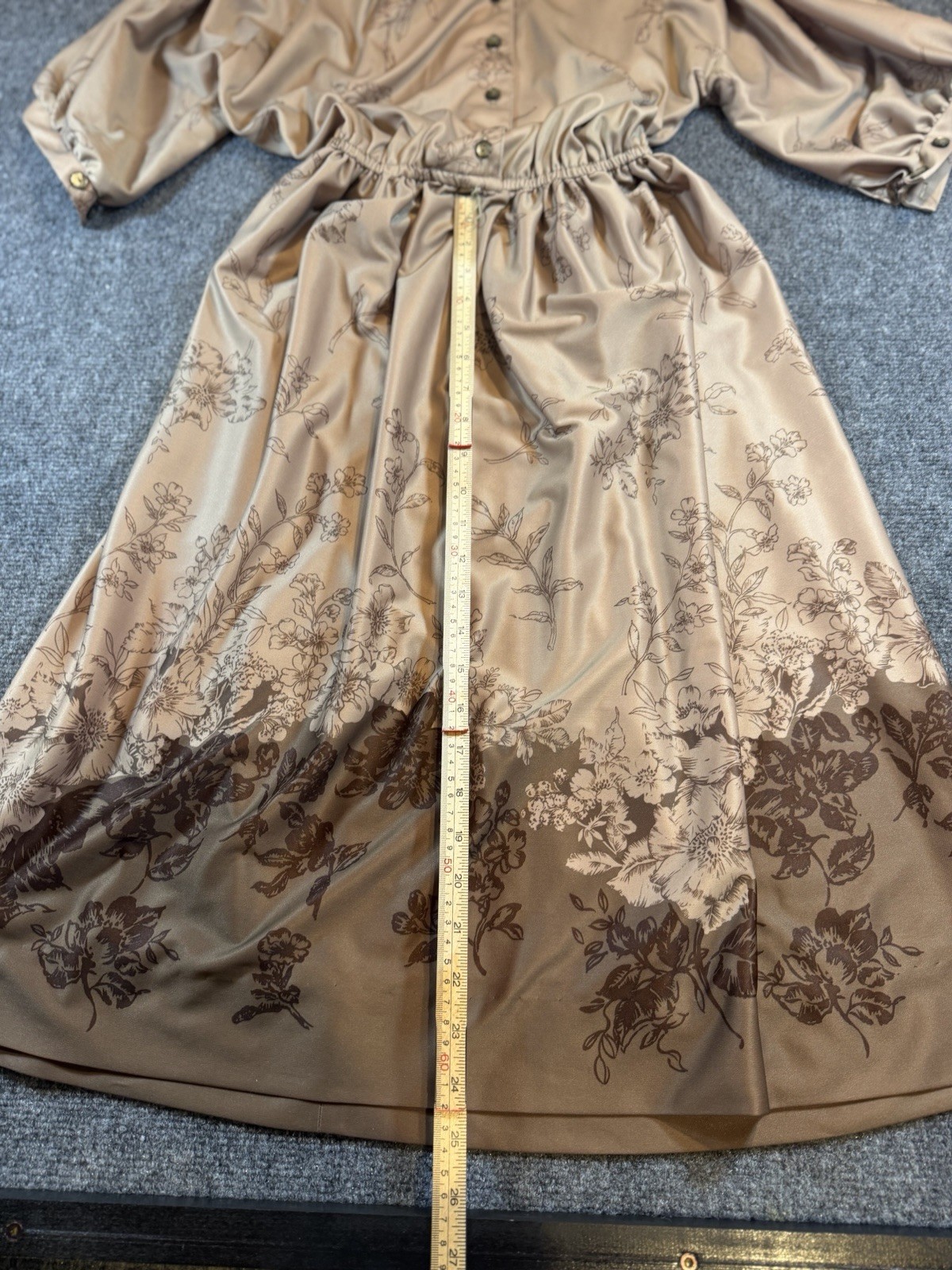 Womens Vintage Floral Print Hippie Boho Style Dress Earth Tones Size 12