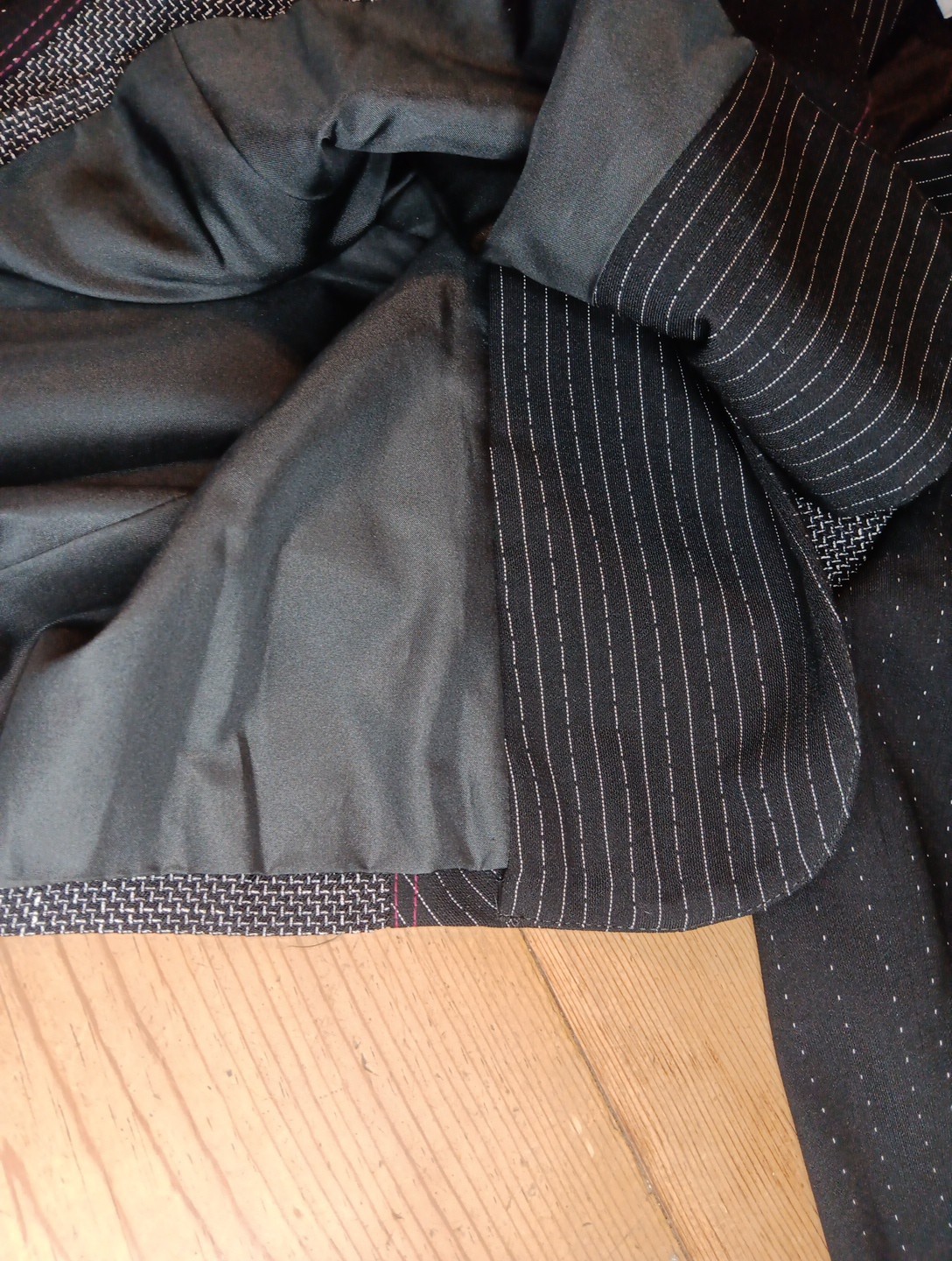 VTG Lana Lee Womens 10 Jacket Cropped Retro Black Gray Artsy Pinstripe Indie