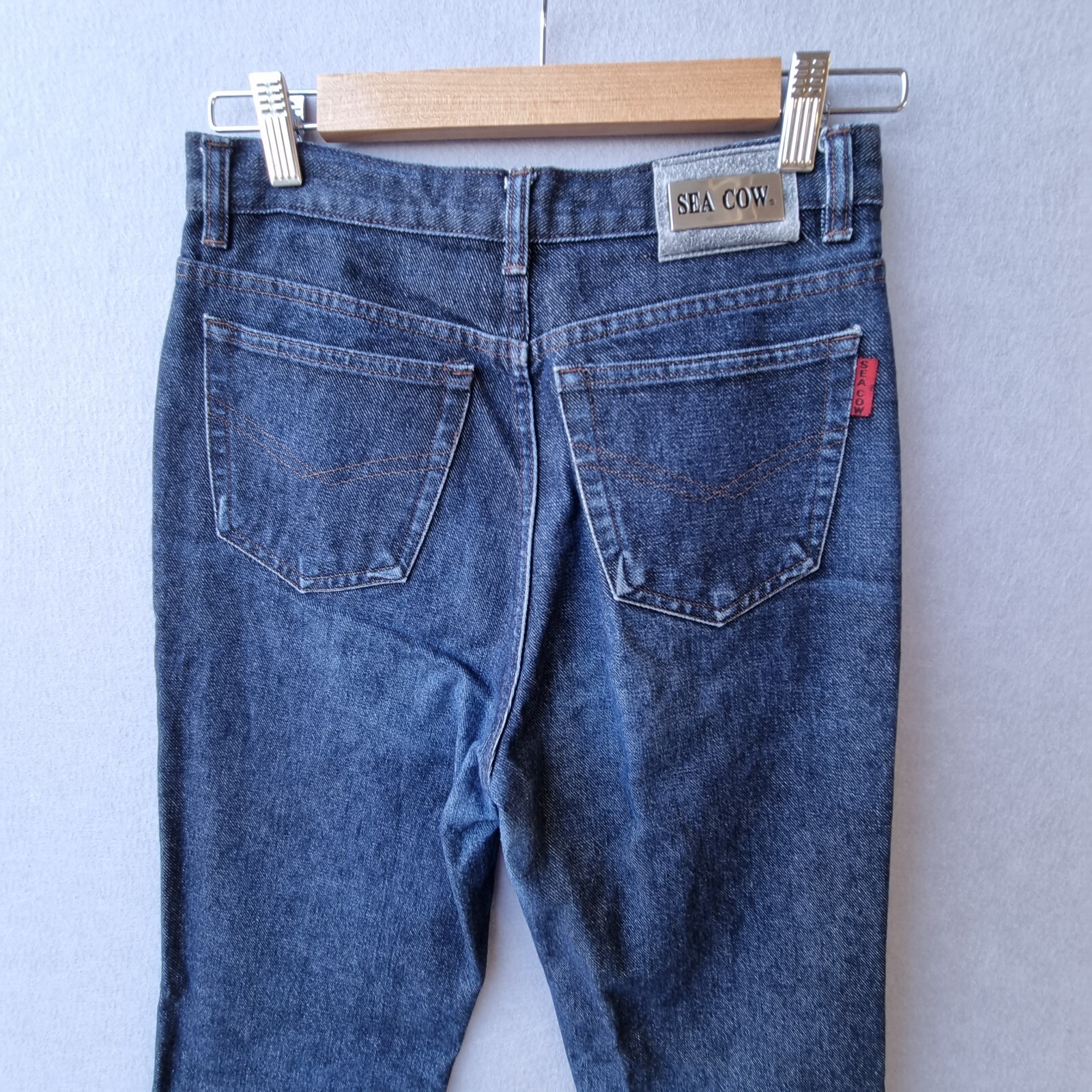 VINTAGE High Rise Blue Denim Jeans sZ 28″ Tall Girls Jeans Baggy Tapered leg