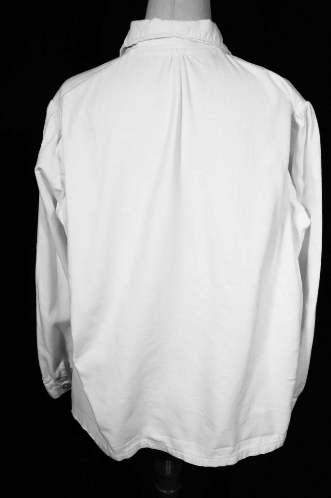Antique French 1920’s White Cotton Flannel Lined Blouse Plus Size Exc Cond