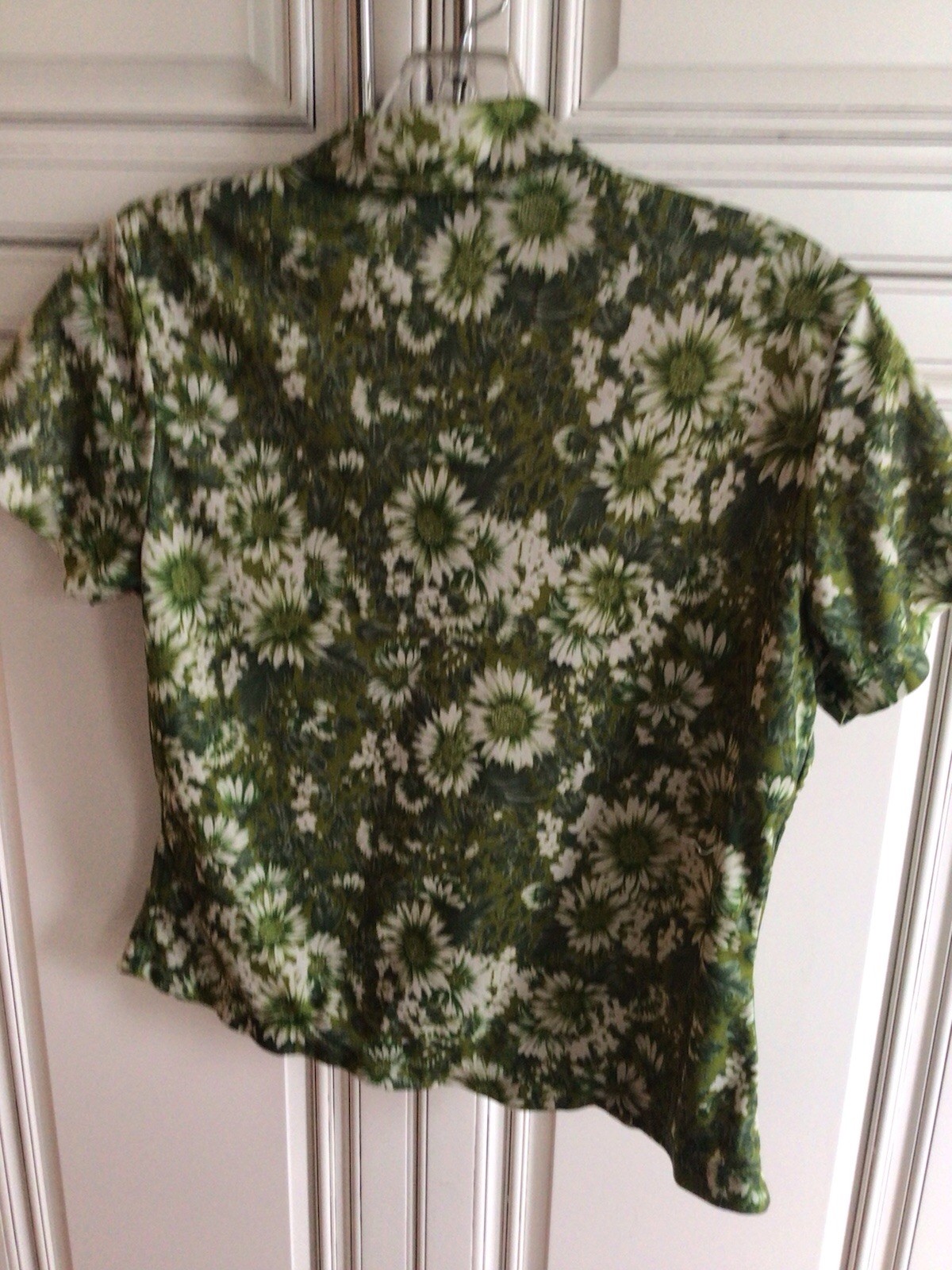 Vintage Y2K Jumping Joy Green Floral Flower Power Crop Button Front Shirt Top