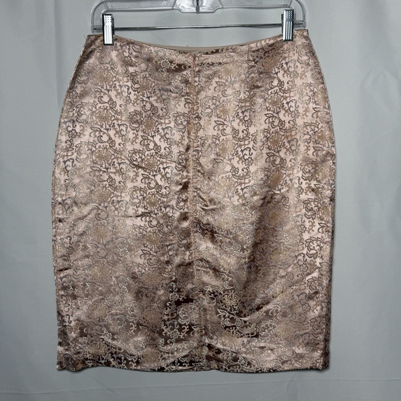 Vintage Scott McClintock Pink Satin Floral Rayon Brocade Spring Skirt Size 10
