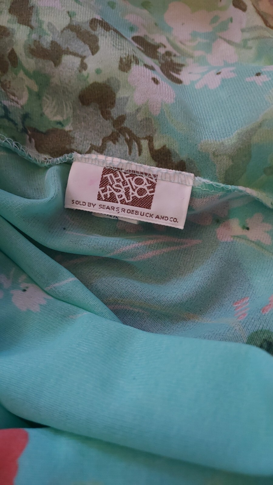 Vintage The Fashion Place Sears Floral Zip Front Nylon Nightgown Robe Size S