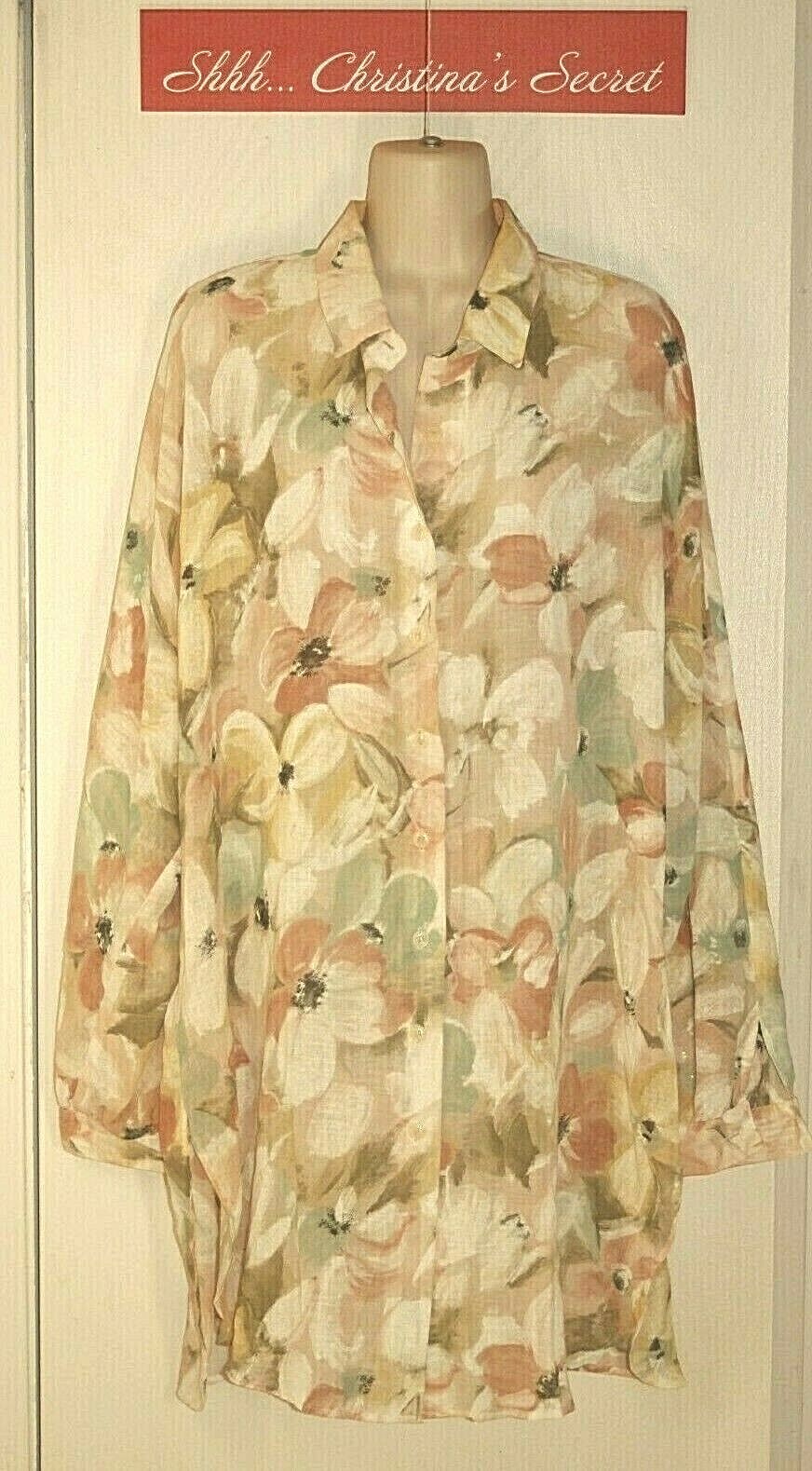 VTG COUNTRY SUBURBANS Womens Shirt Top Dress Cover Up Long Floral UNION USA 16
